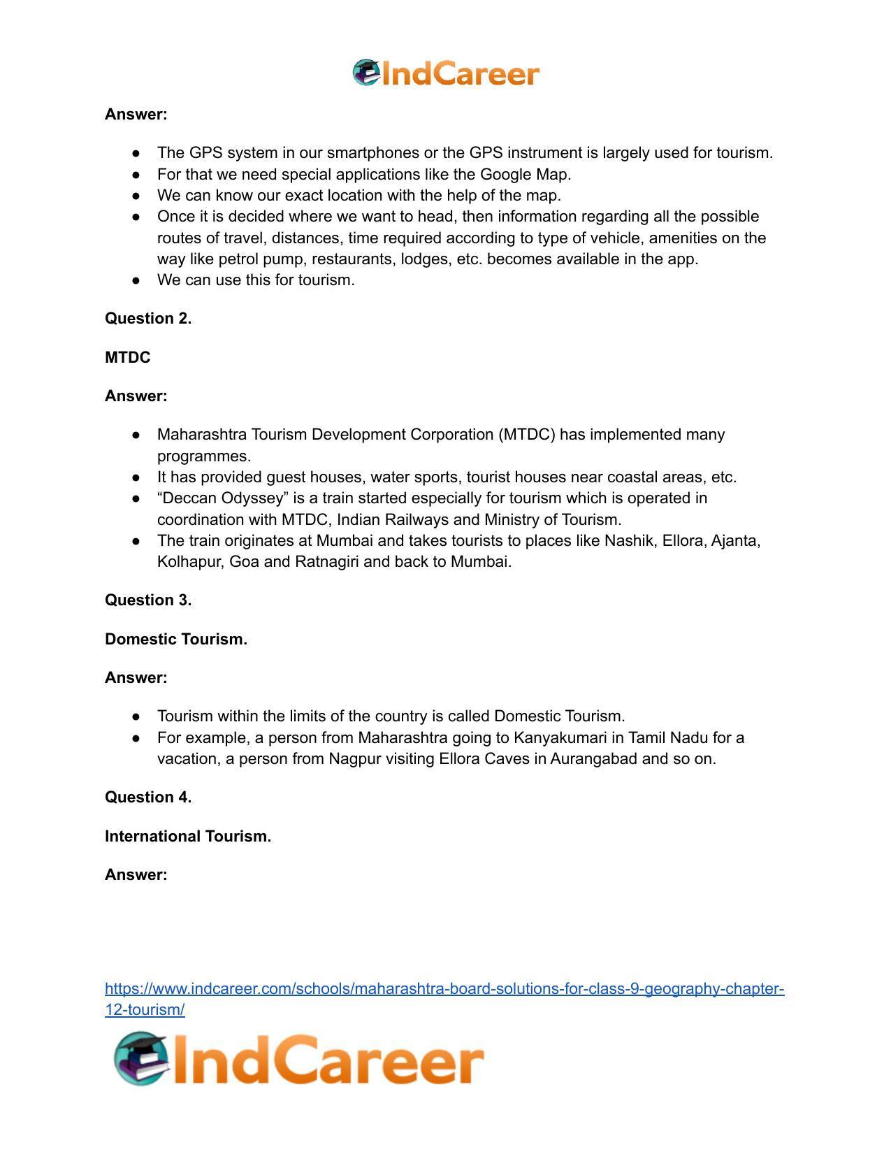 Maharashtra Board Solutions for Class 9- Geography: Chapter 12- Tourism - Page 32