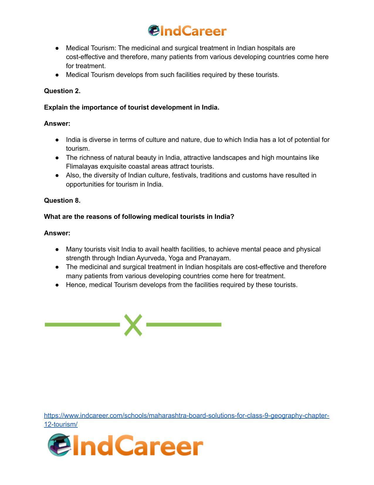 Maharashtra Board Solutions for Class 9- Geography: Chapter 12- Tourism - Page 35
