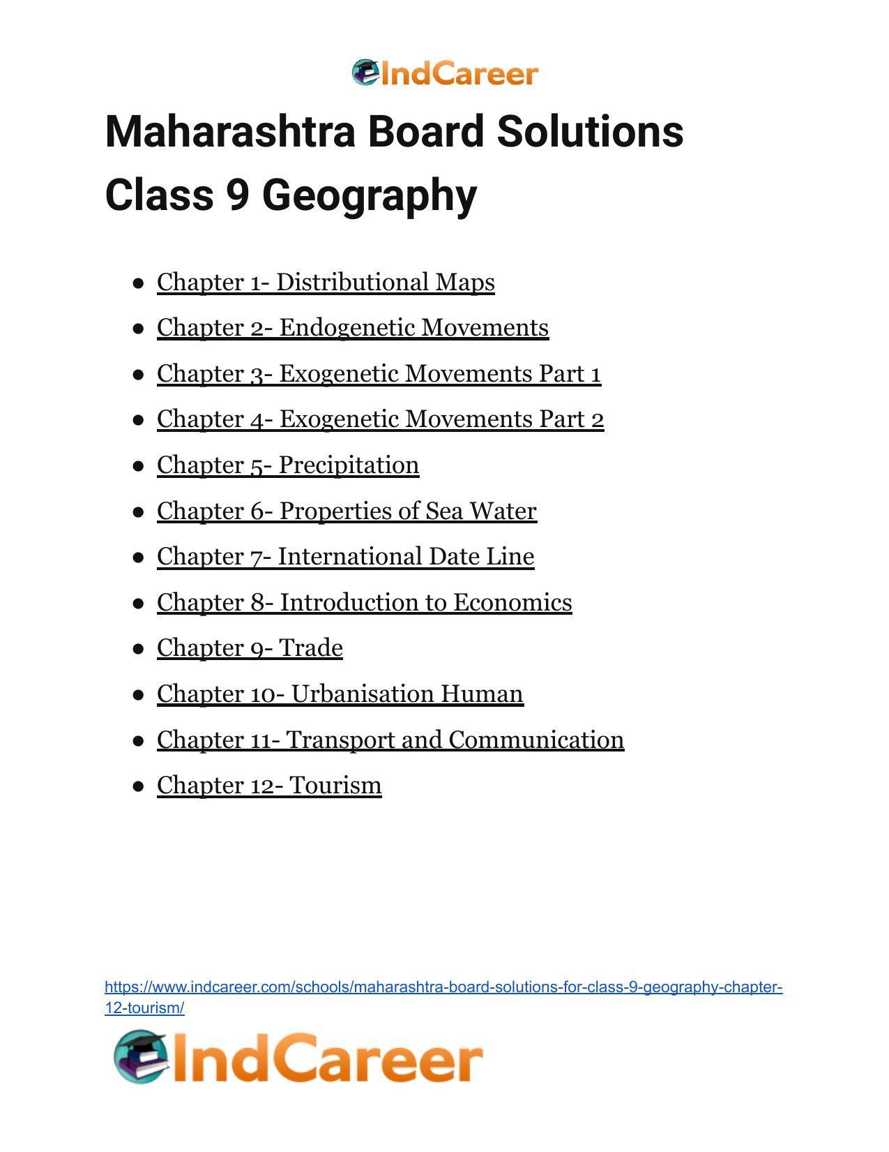 Maharashtra Board Solutions for Class 9- Geography: Chapter 12- Tourism - Page 36
