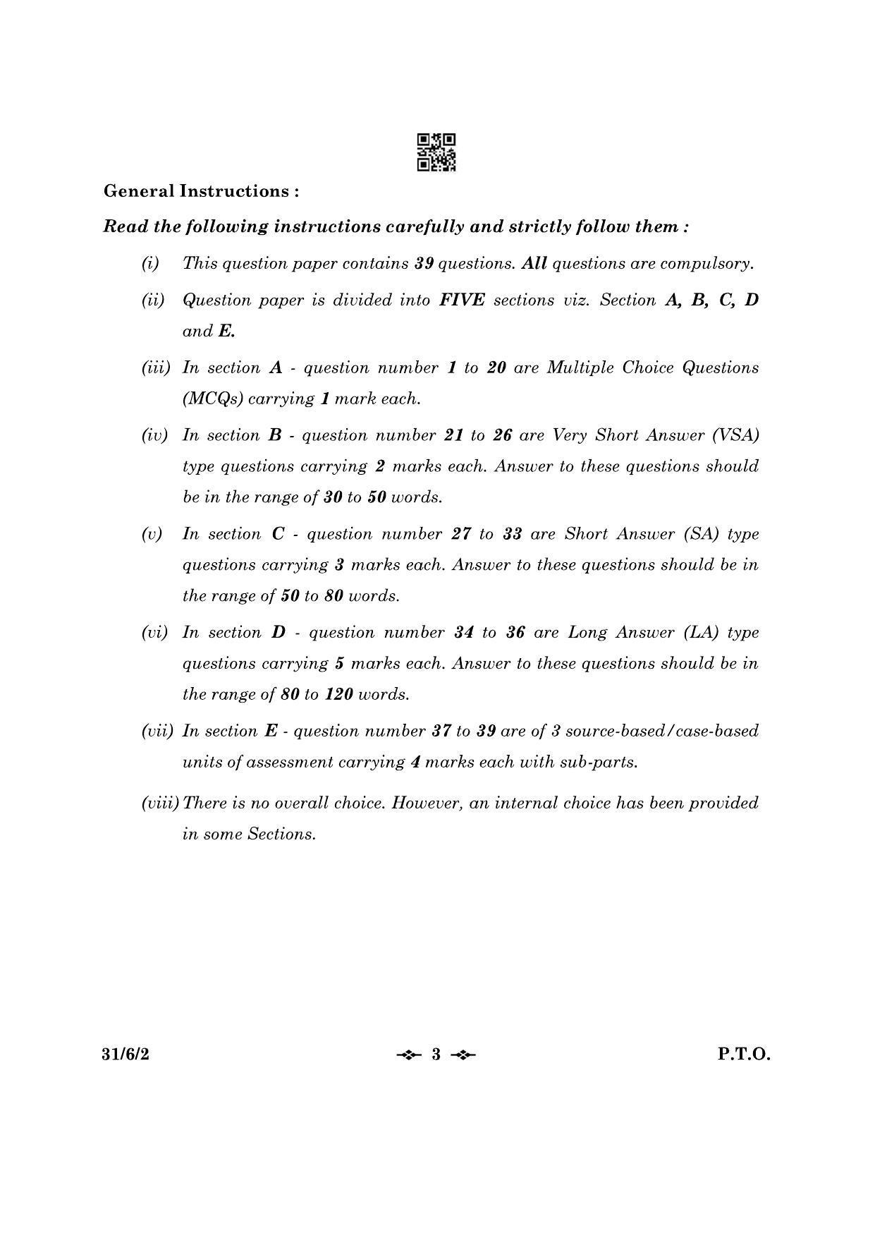 CBSE Class 10 31-6-2 Science 2023 Question Paper - Page 3