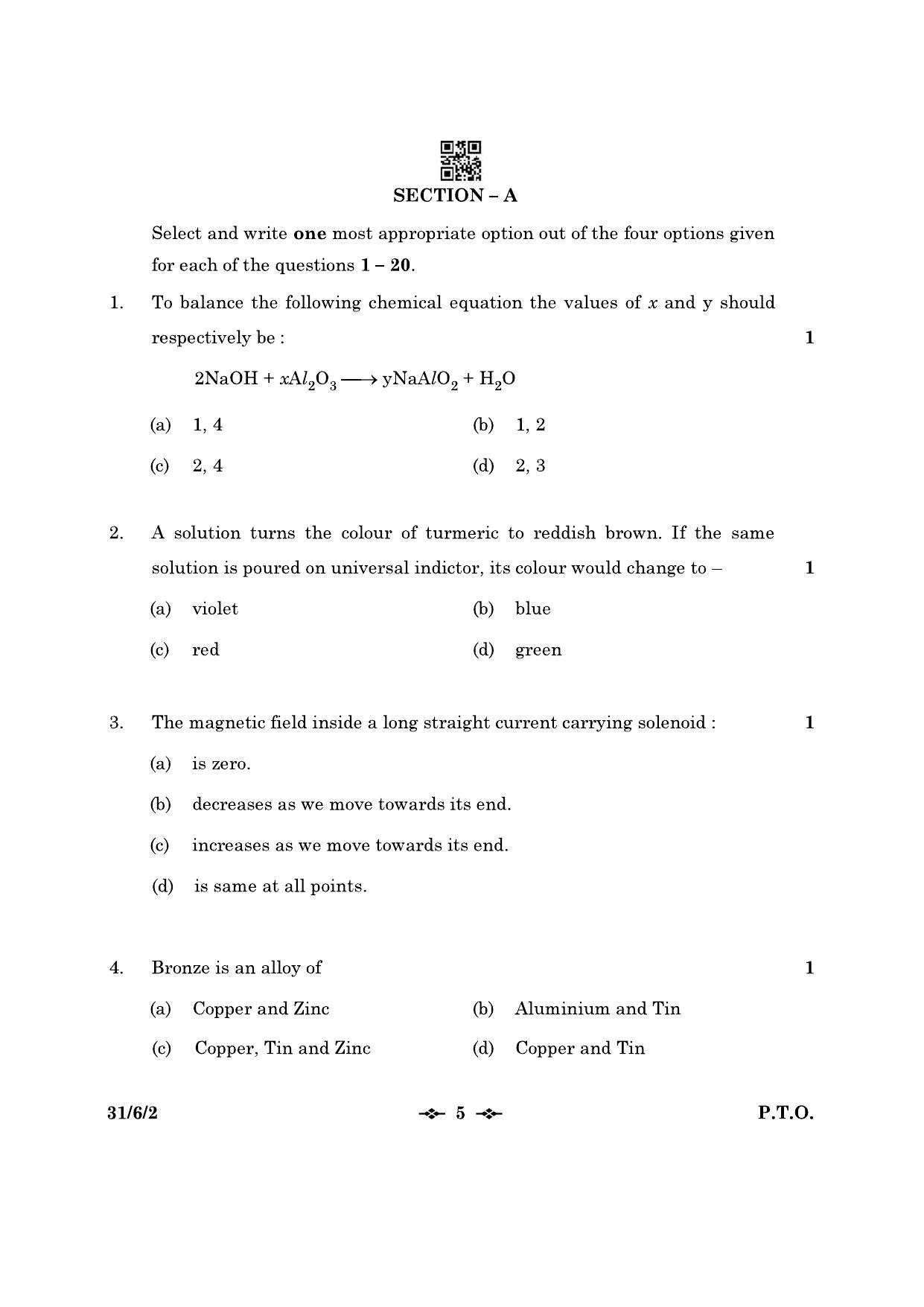 CBSE Class 10 31-6-2 Science 2023 Question Paper - Page 5