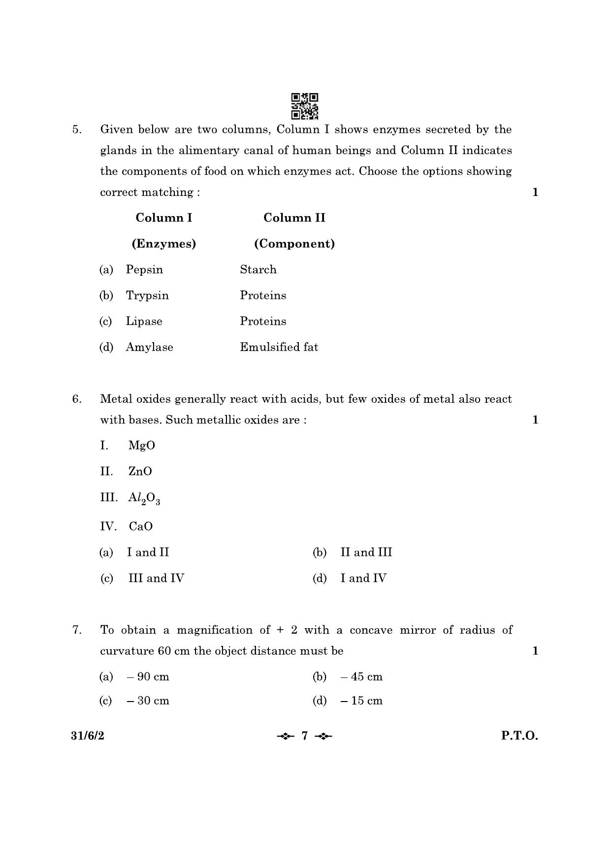 CBSE Class 10 31-6-2 Science 2023 Question Paper - Page 7