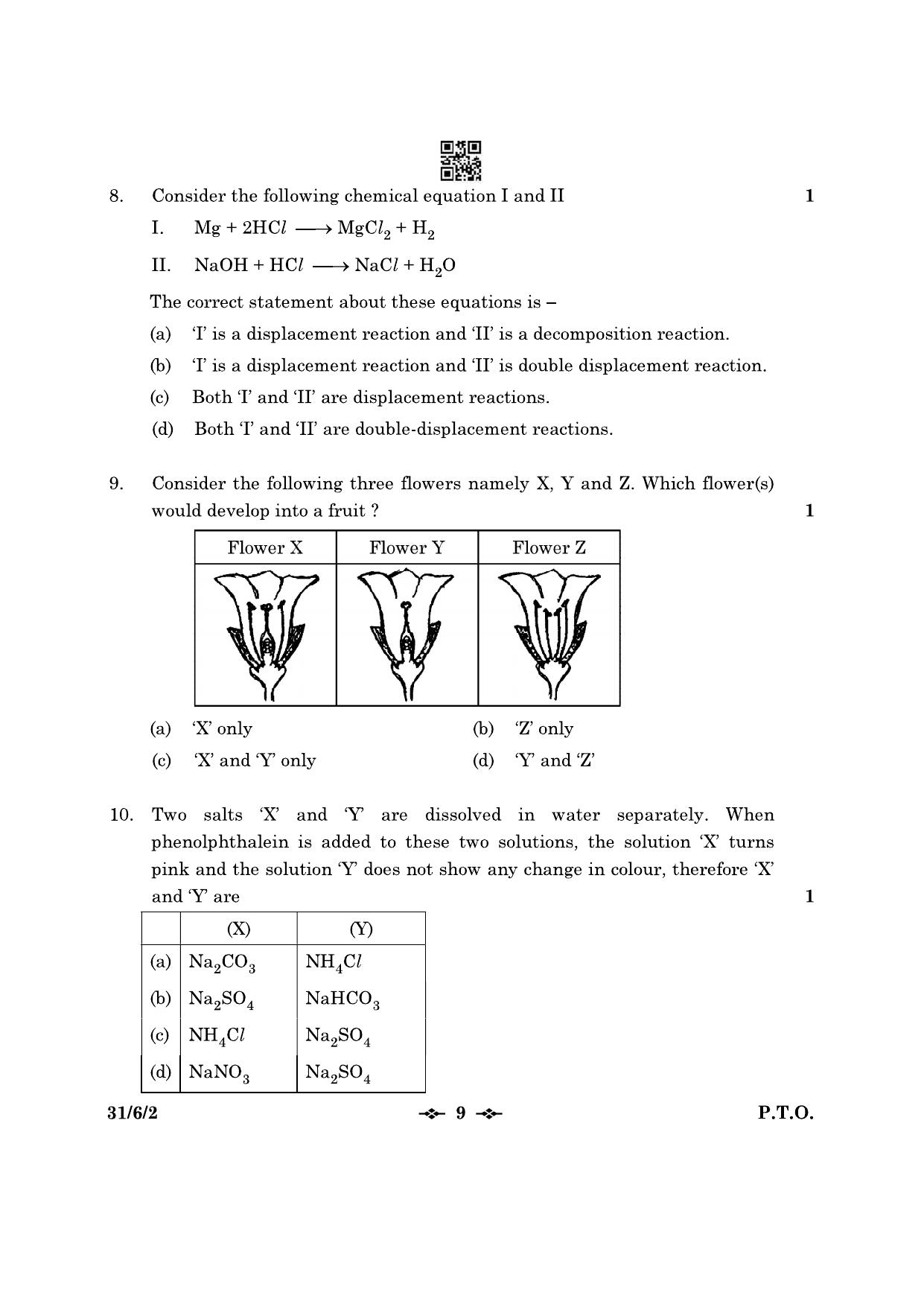 CBSE Class 10 31-6-2 Science 2023 Question Paper - Page 9