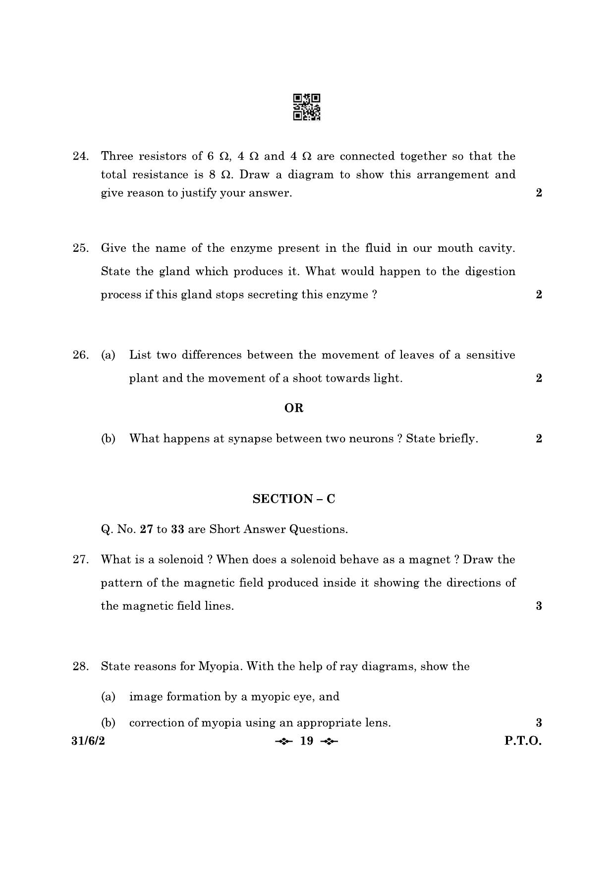 CBSE Class 10 31-6-2 Science 2023 Question Paper - Page 19