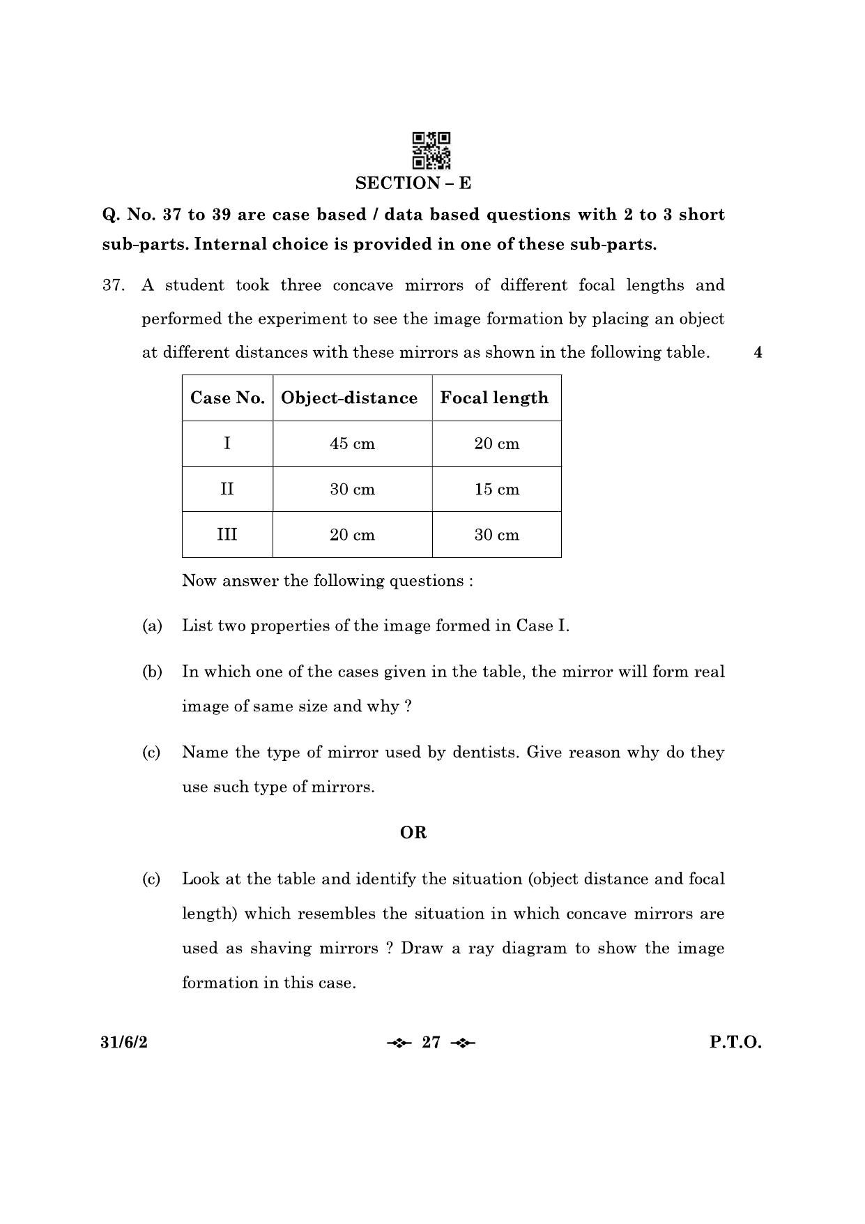 CBSE Class 10 31-6-2 Science 2023 Question Paper - Page 27