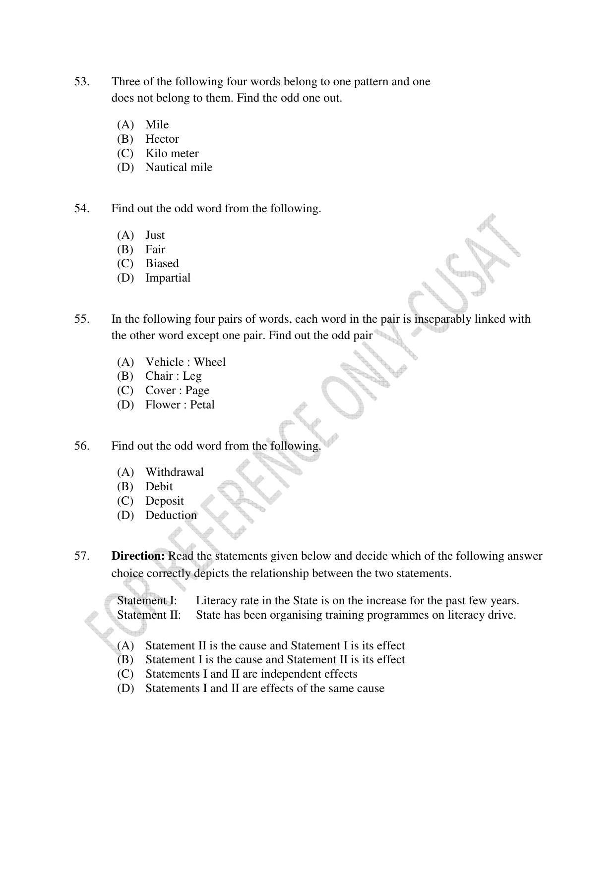 CUSAT CAT 2022 Test for Three Year LLB Question Paper - Page 10