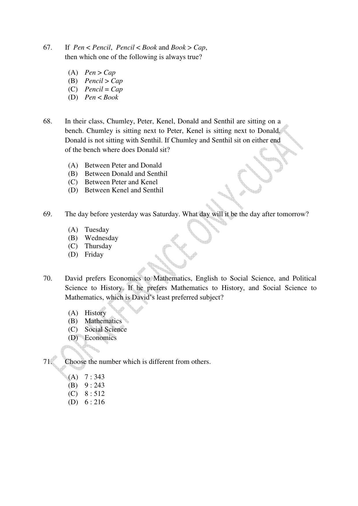 CUSAT CAT 2022 Test for Three Year LLB Question Paper - Page 13