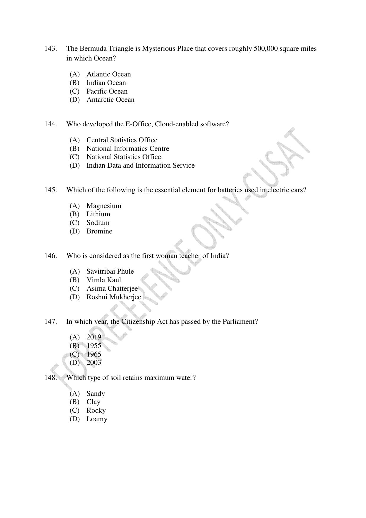 CUSAT CAT 2022 Test for Three Year LLB Question Paper - Page 29