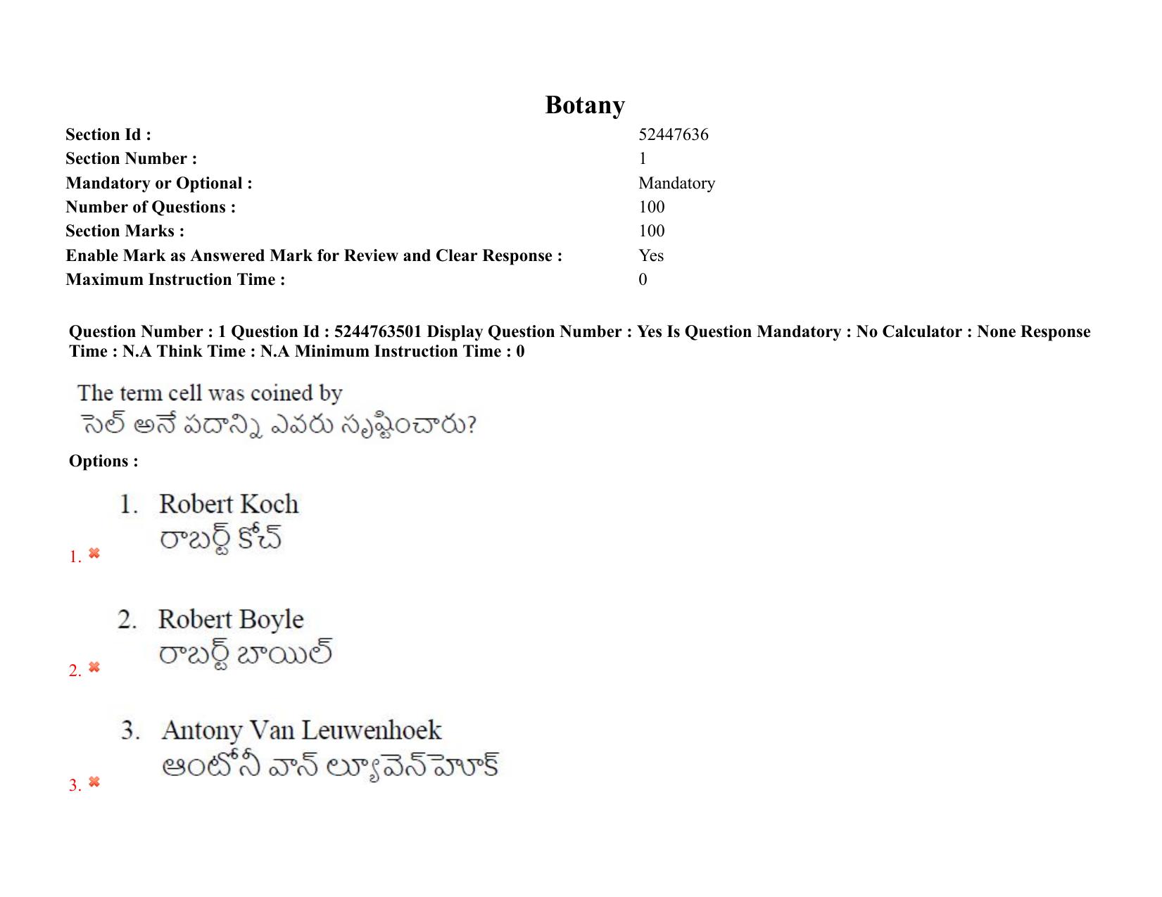 AP PGCET 2022 Botany Question Paper with Answer Key - Page 2