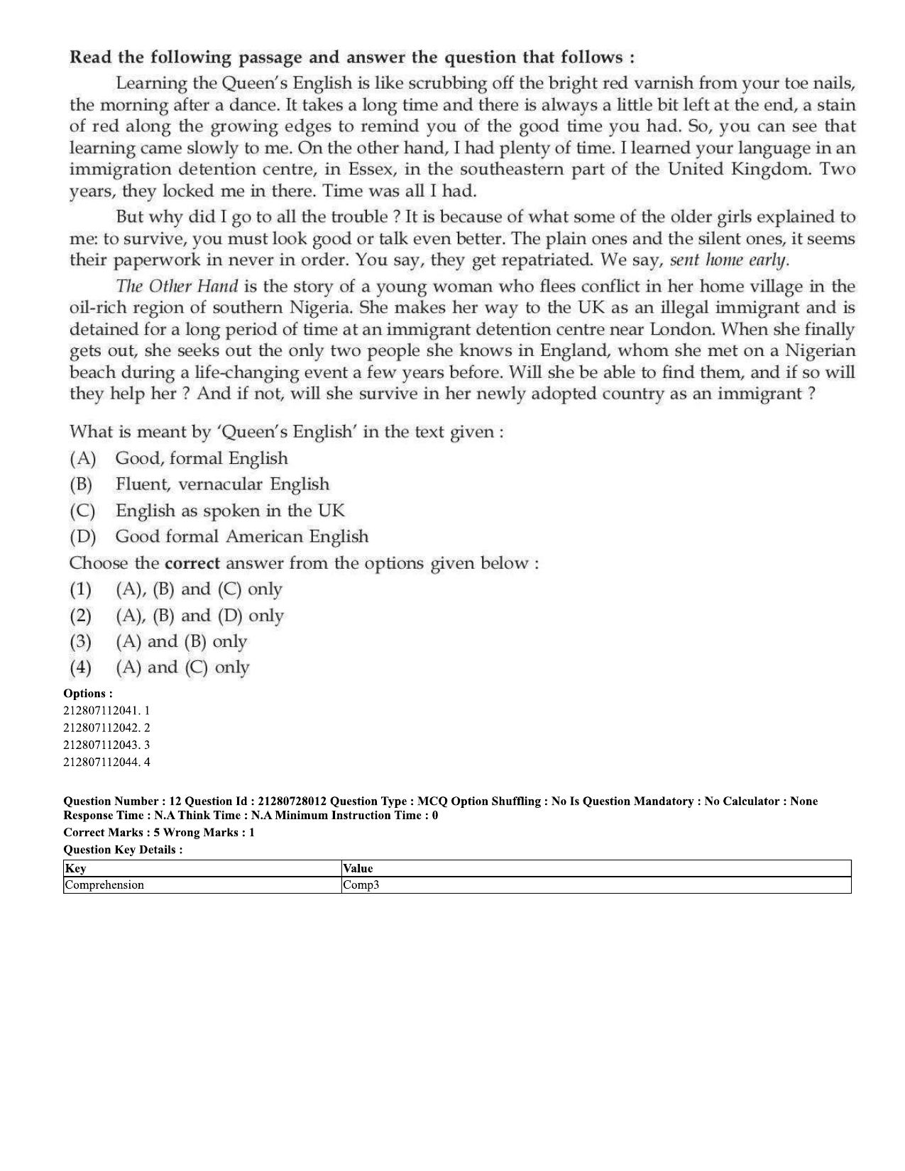 CUET 2023 Domestic Shift 3 Question Paper - 15 June 2023 - Page 12