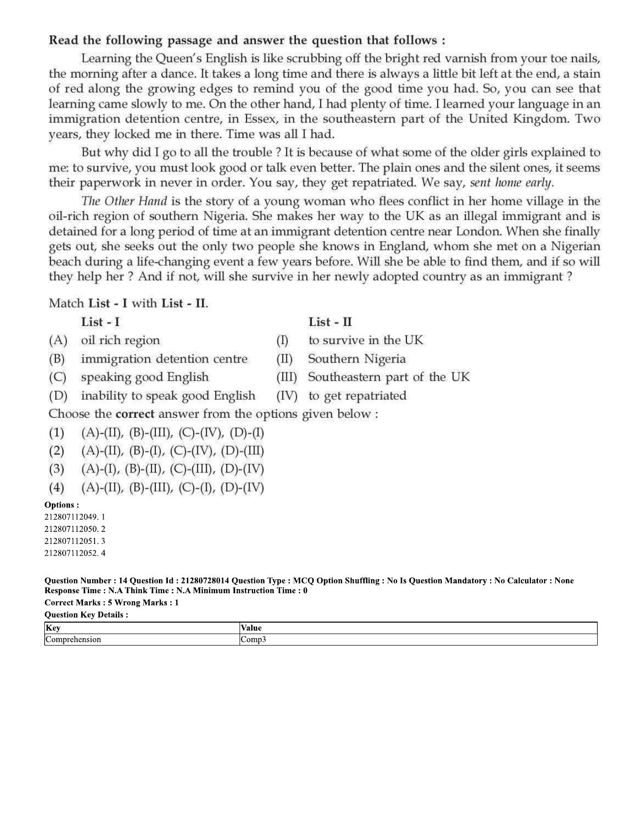 CUET 2023 Domestic Shift 3 Question Paper - 15 June 2023 - Page 14
