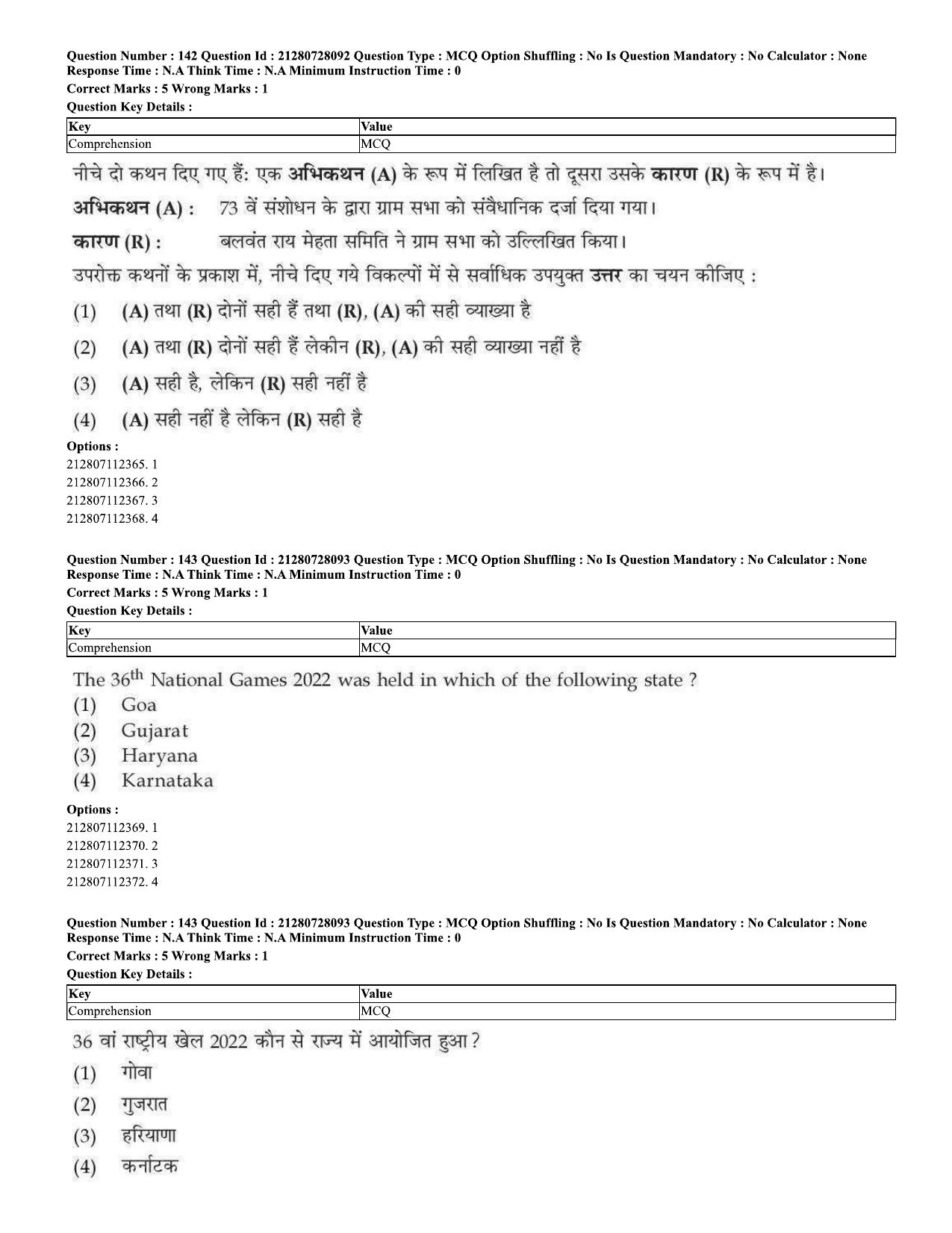 CUET 2023 Domestic Shift 3 Question Paper - 15 June 2023 - Page 118