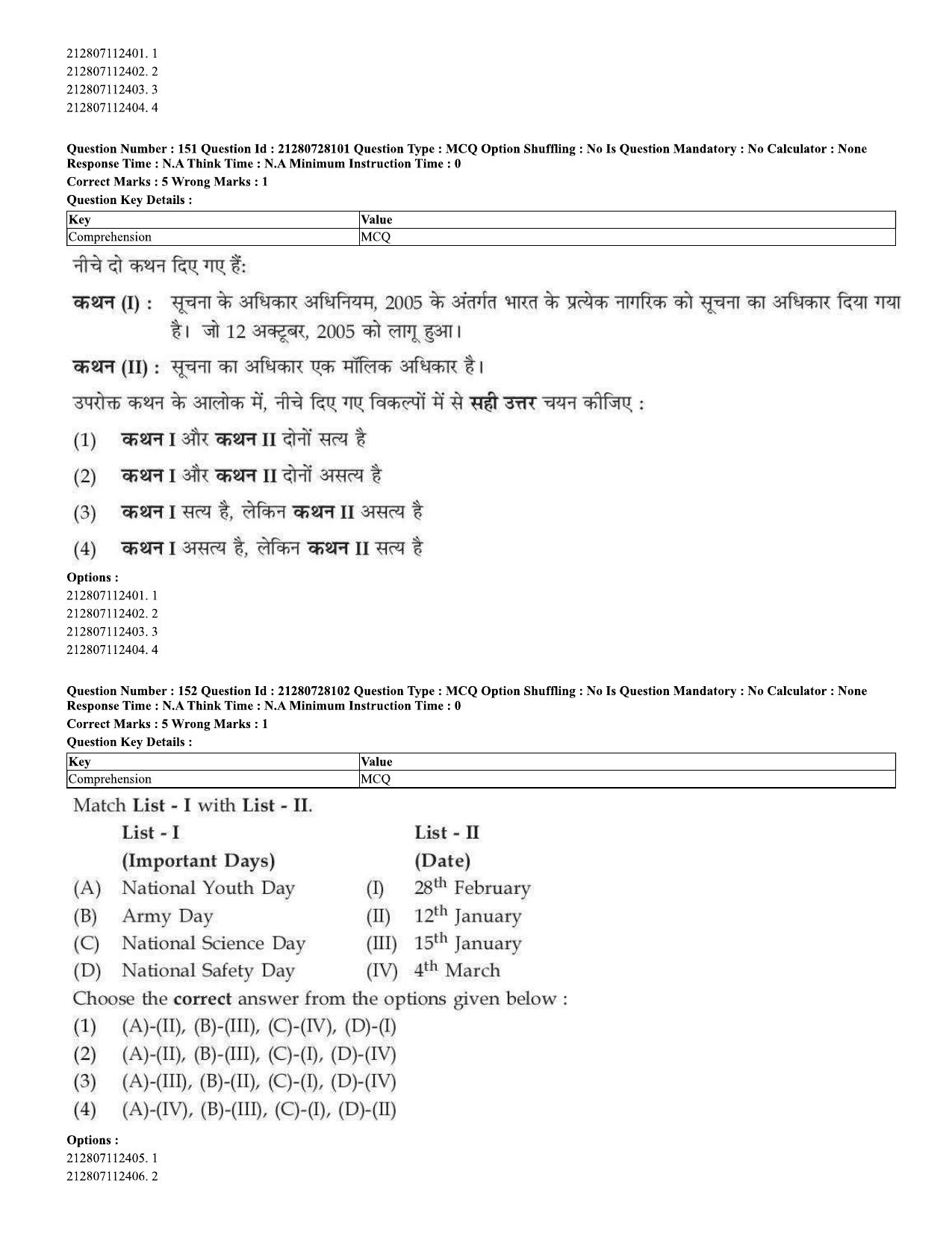 CUET 2023 Domestic Shift 3 Question Paper - 15 June 2023 - Page 125