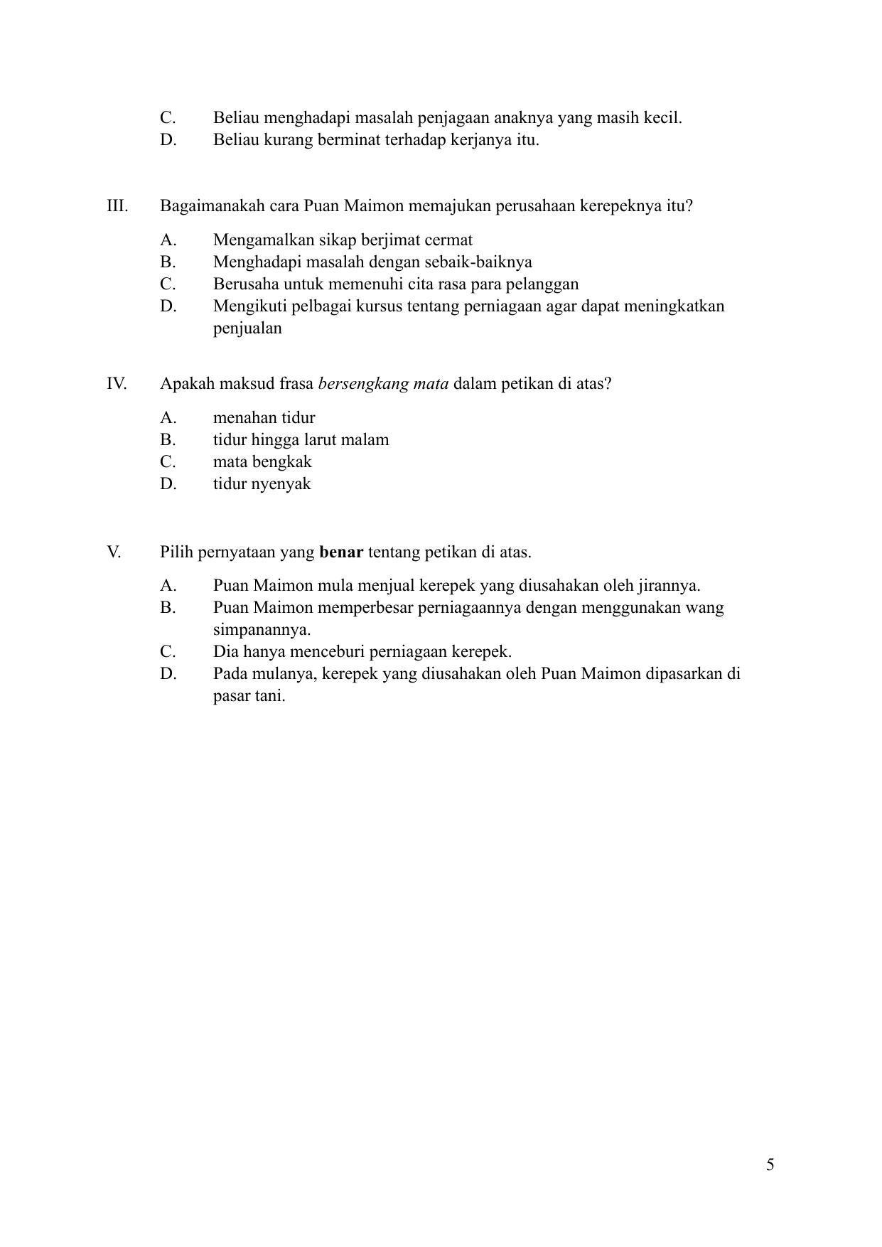 CBSE Class 10 Bahasa Melayu Sample Paper 2024 - Page 5