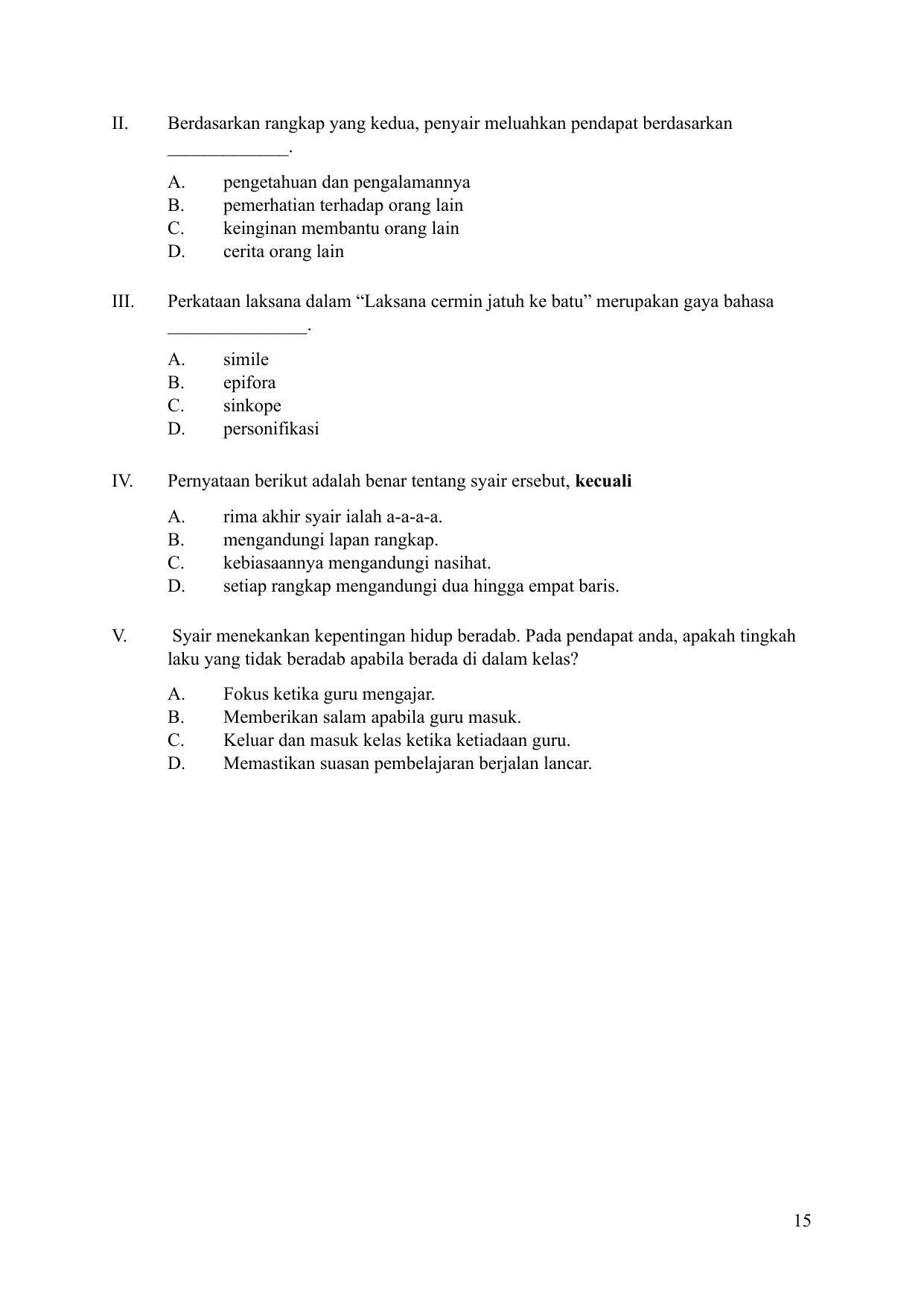 CBSE Class 10 Bahasa Melayu Sample Paper 2024 - Page 15