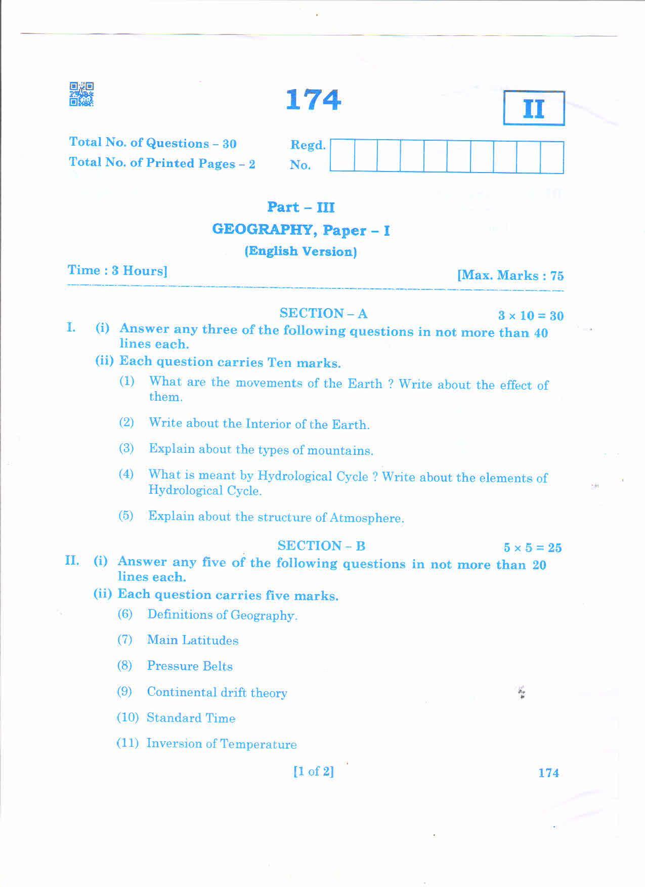 AP Inter 1st Year GEOGRAPHY-I (EM) March-2020-General Question Paper - Page 1