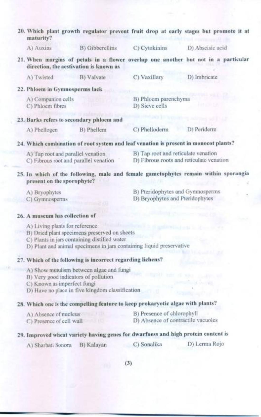 PUCET UG 2018 Biology Question Paper - Page 4