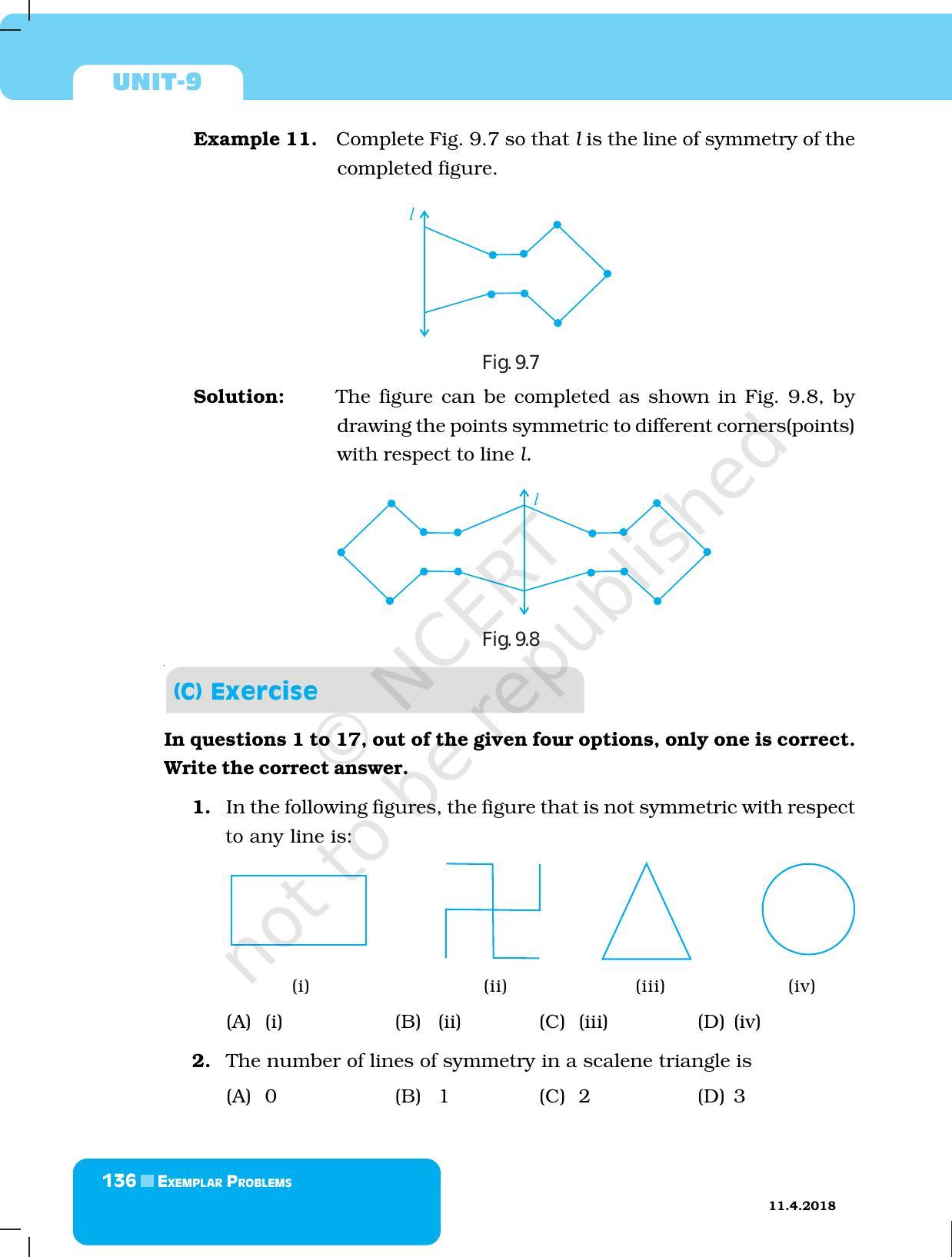 NCERT Exemplar Book for Class 6 Maths: Chapter 9-Symmetry & Practical Geometry - Page 4