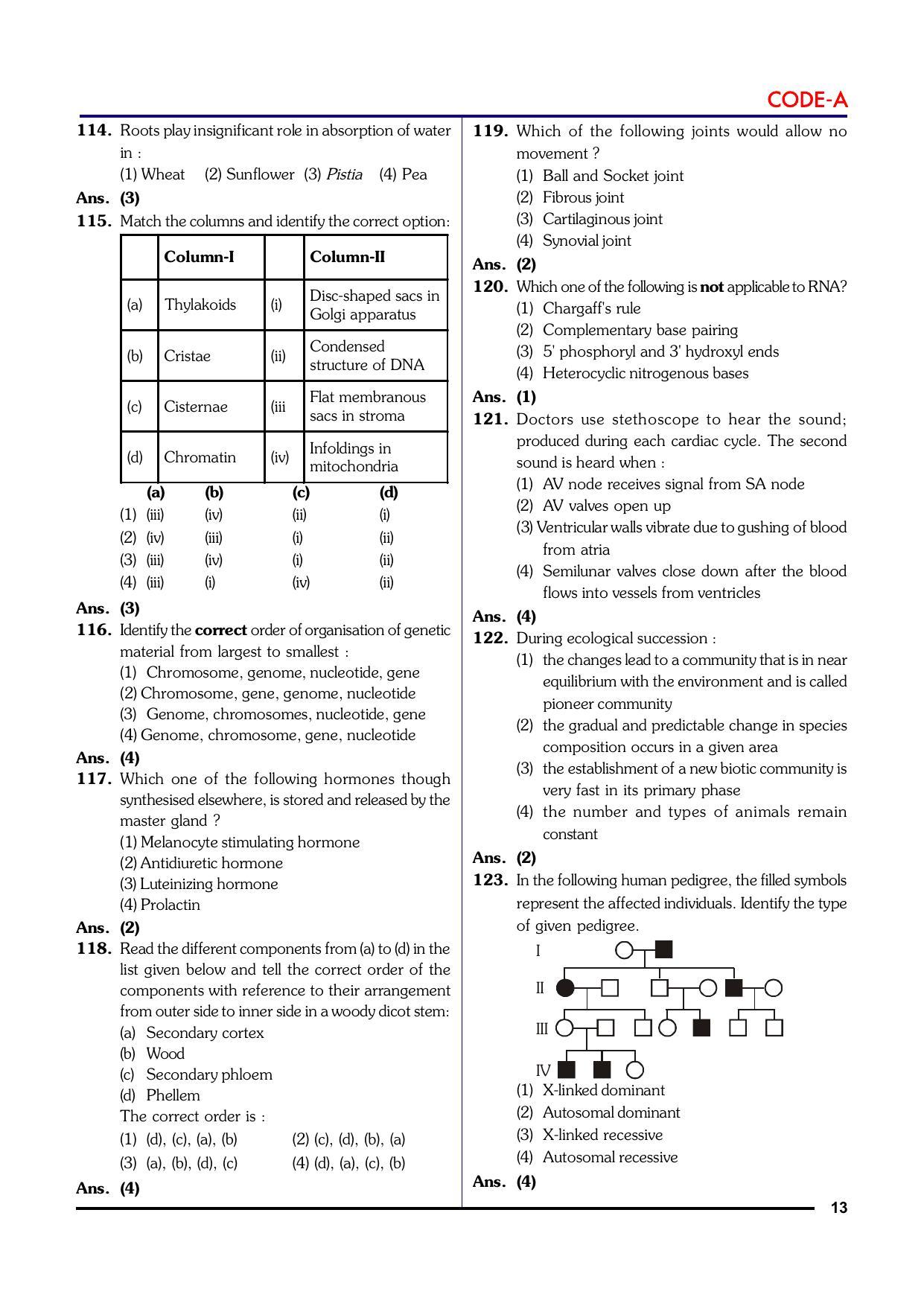 NEET Code A 2015 Question Paper - Page 13
