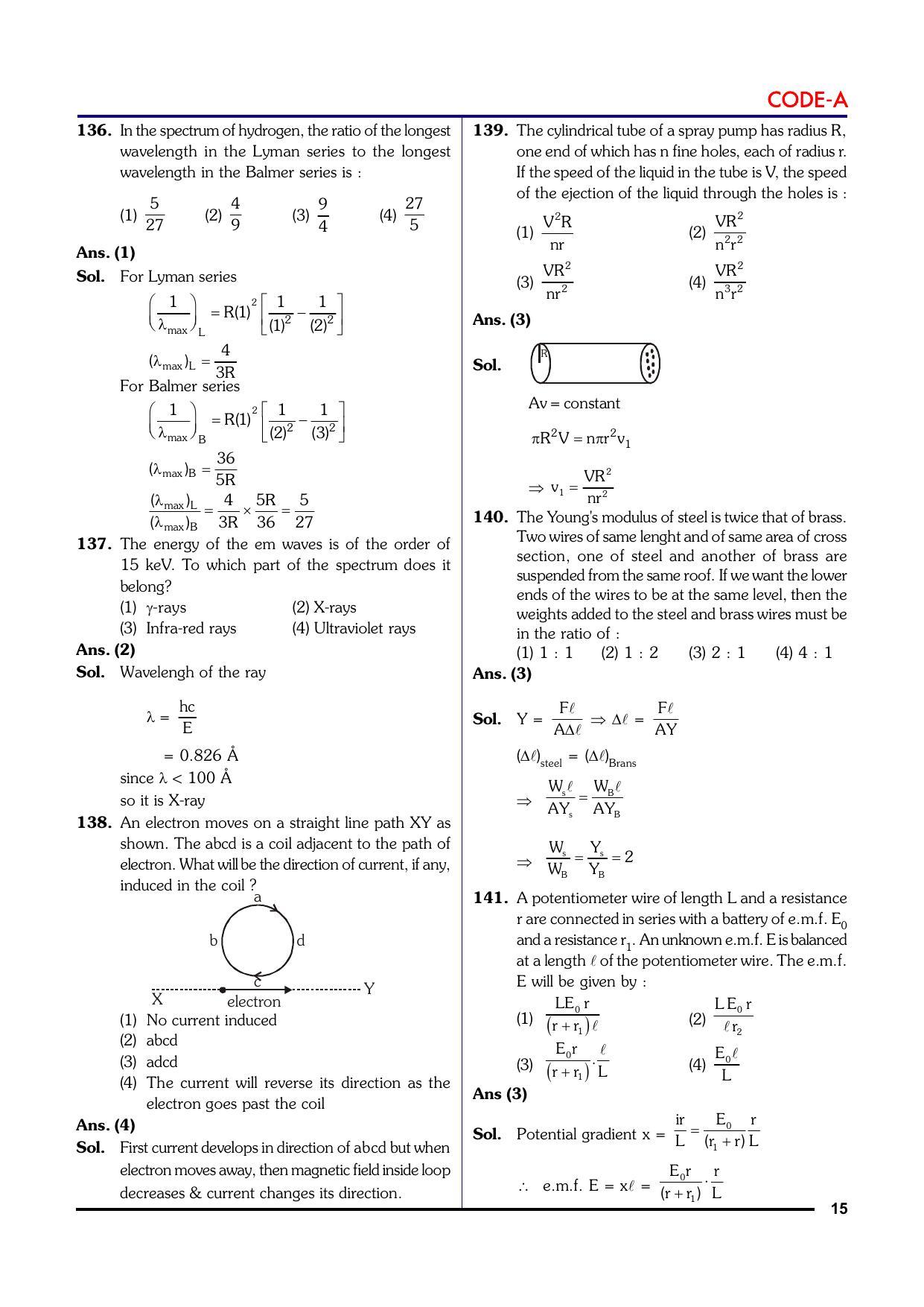 NEET Code A 2015 Question Paper - Page 15