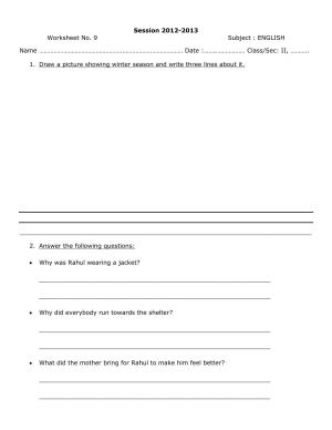 Worksheet for Class 2 English Assignment 1