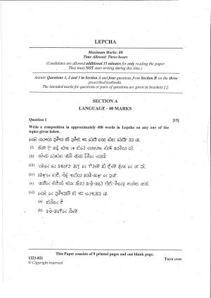 ISC Class 12 Lepcha 2023 Question Paper
