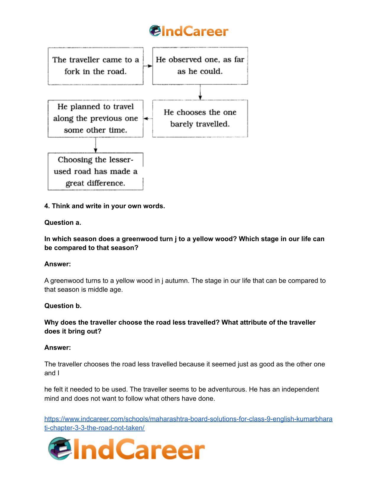 Maharashtra Board Solutions for Class 9- English Kumarbharati: Chapter 3.3- The Road Not Taken - Page 6