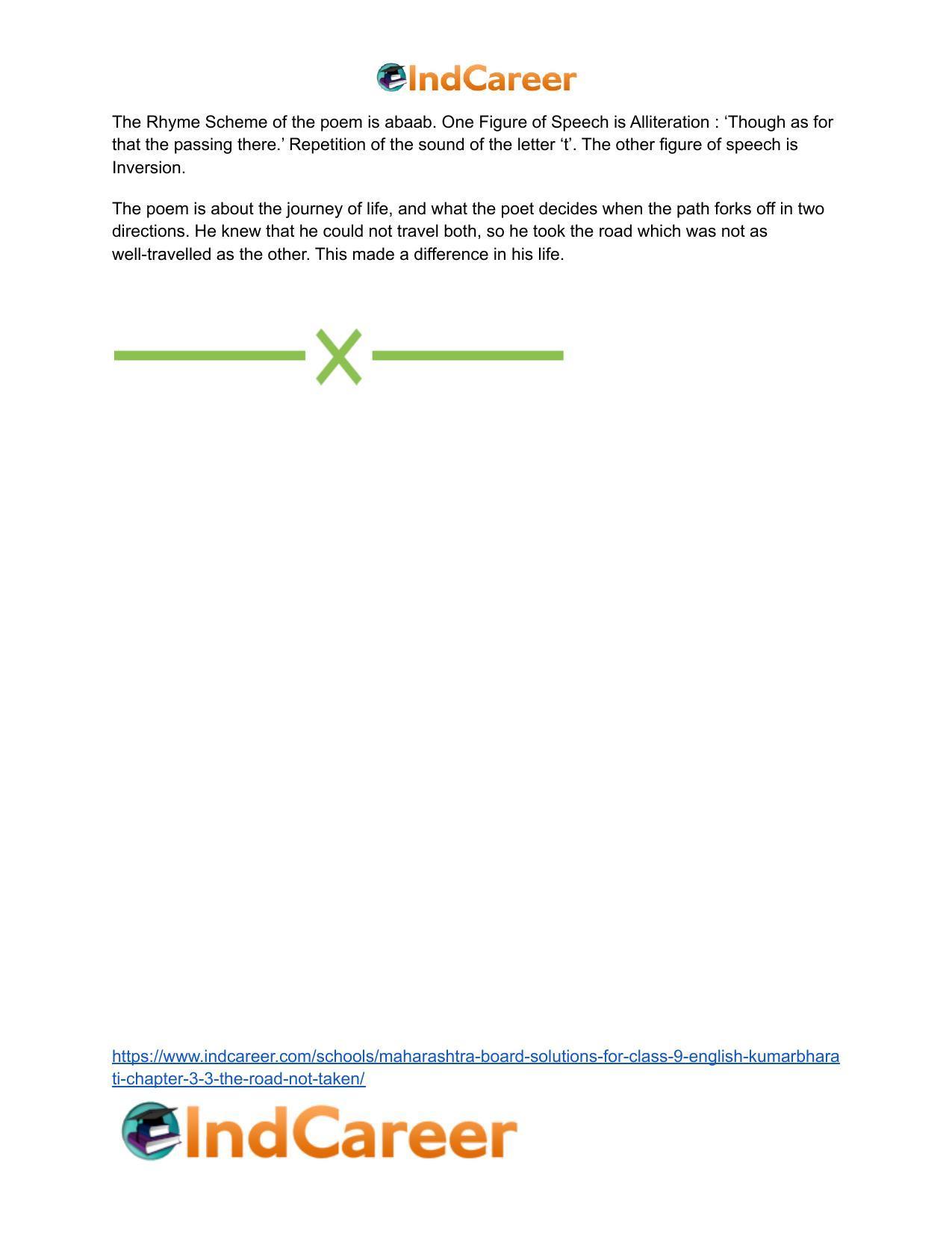 Maharashtra Board Solutions for Class 9- English Kumarbharati: Chapter 3.3- The Road Not Taken - Page 12