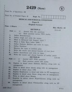 AP Inter 2nd Year Medical Surgical Conditions-II (new) March-2020-Vocational Question Paper