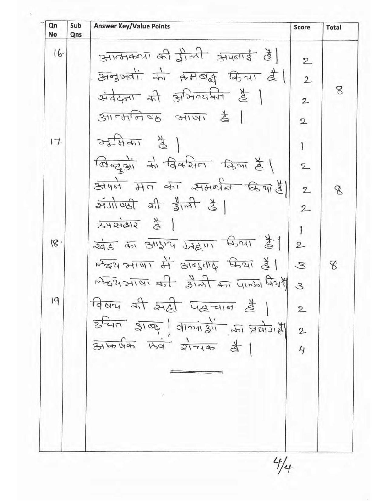 Kerala Plus Two 2017 Hindi  Answer Key - Page 4