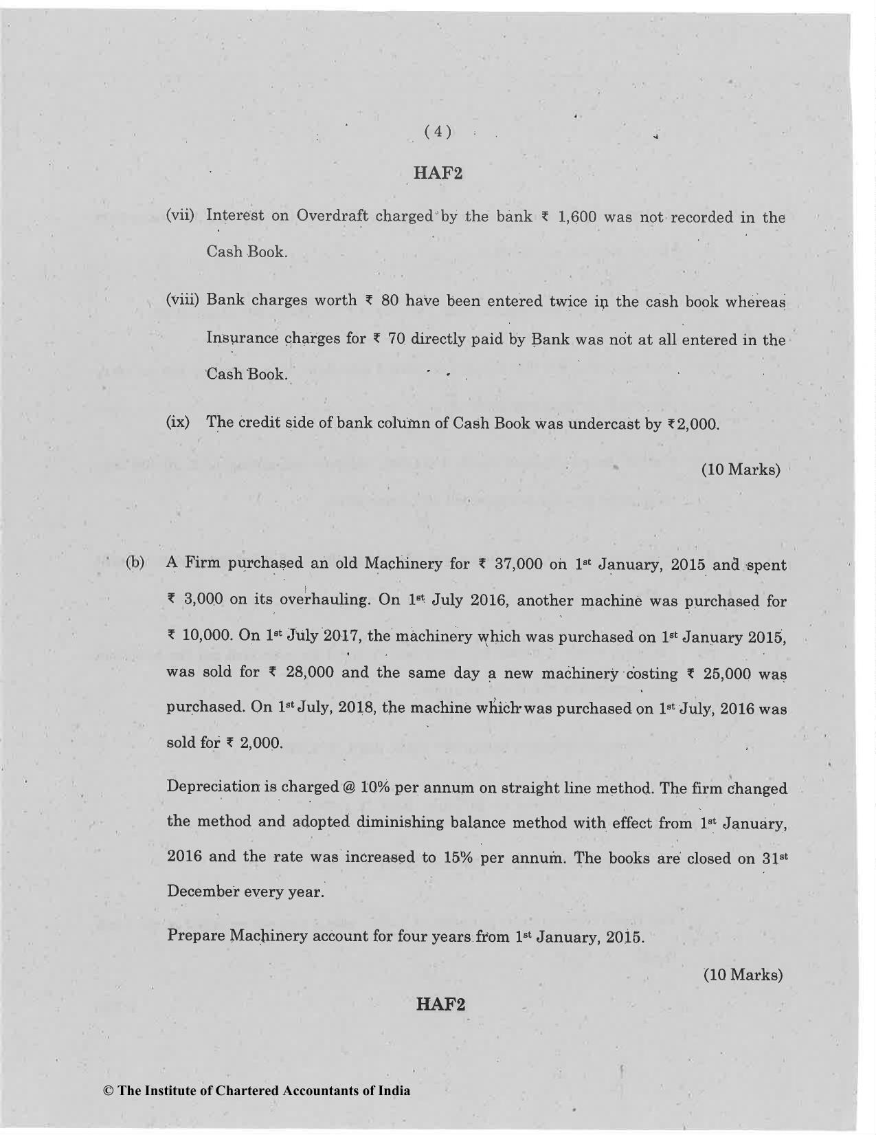 CA Foundation May 2019 Question Paper - Paper 1 (Principles and Practice of Accounting) - Page 4