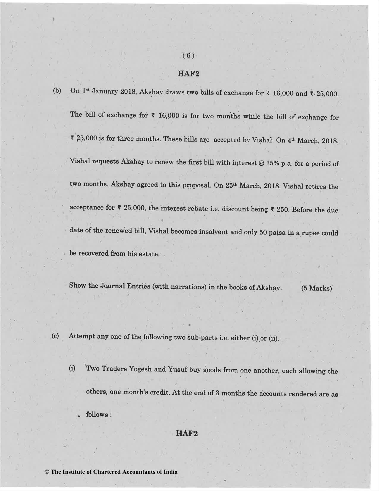 CA Foundation May 2019 Question Paper - Paper 1 (Principles and Practice of Accounting) - Page 6