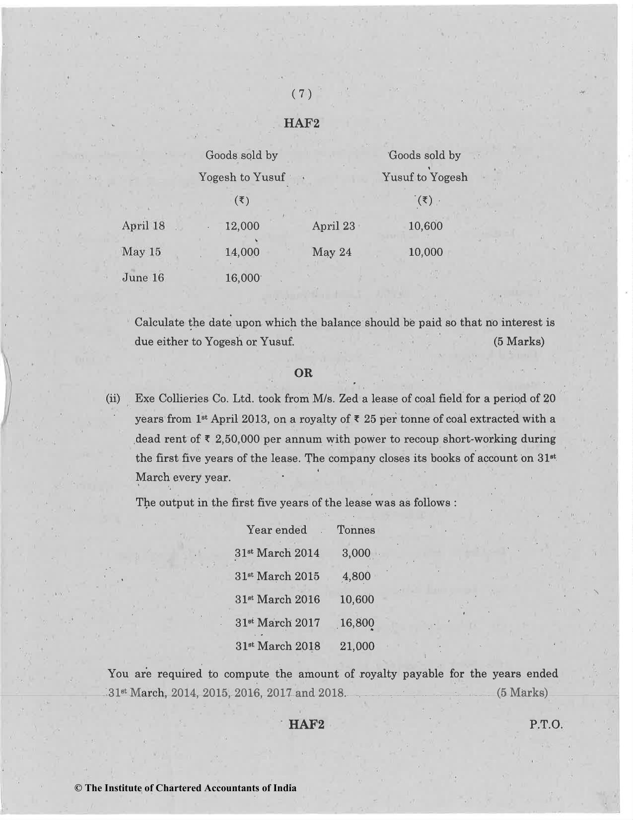 CA Foundation May 2019 Question Paper - Paper 1 (Principles and Practice of Accounting) - Page 7
