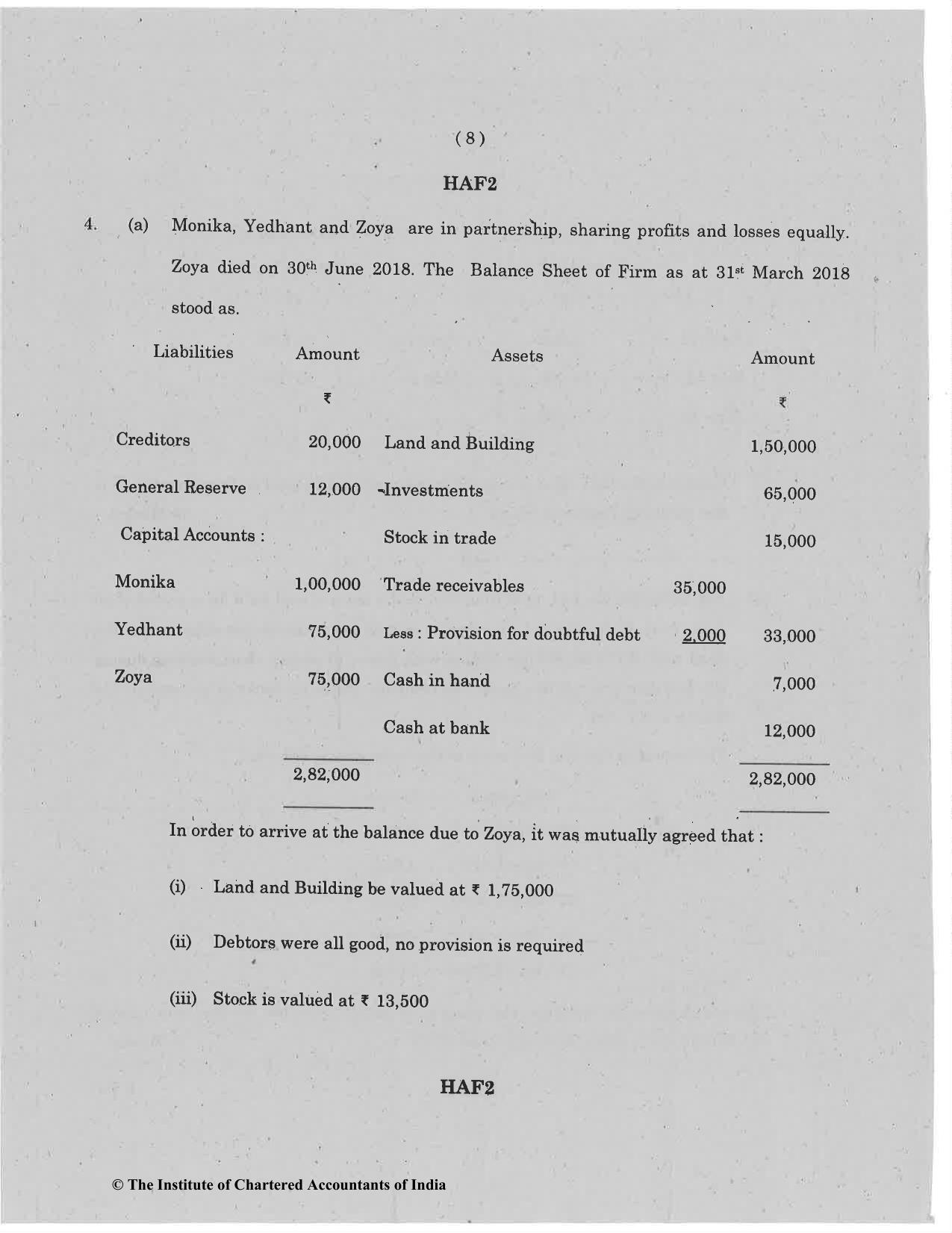 CA Foundation May 2019 Question Paper - Paper 1 (Principles and Practice of Accounting) - Page 8