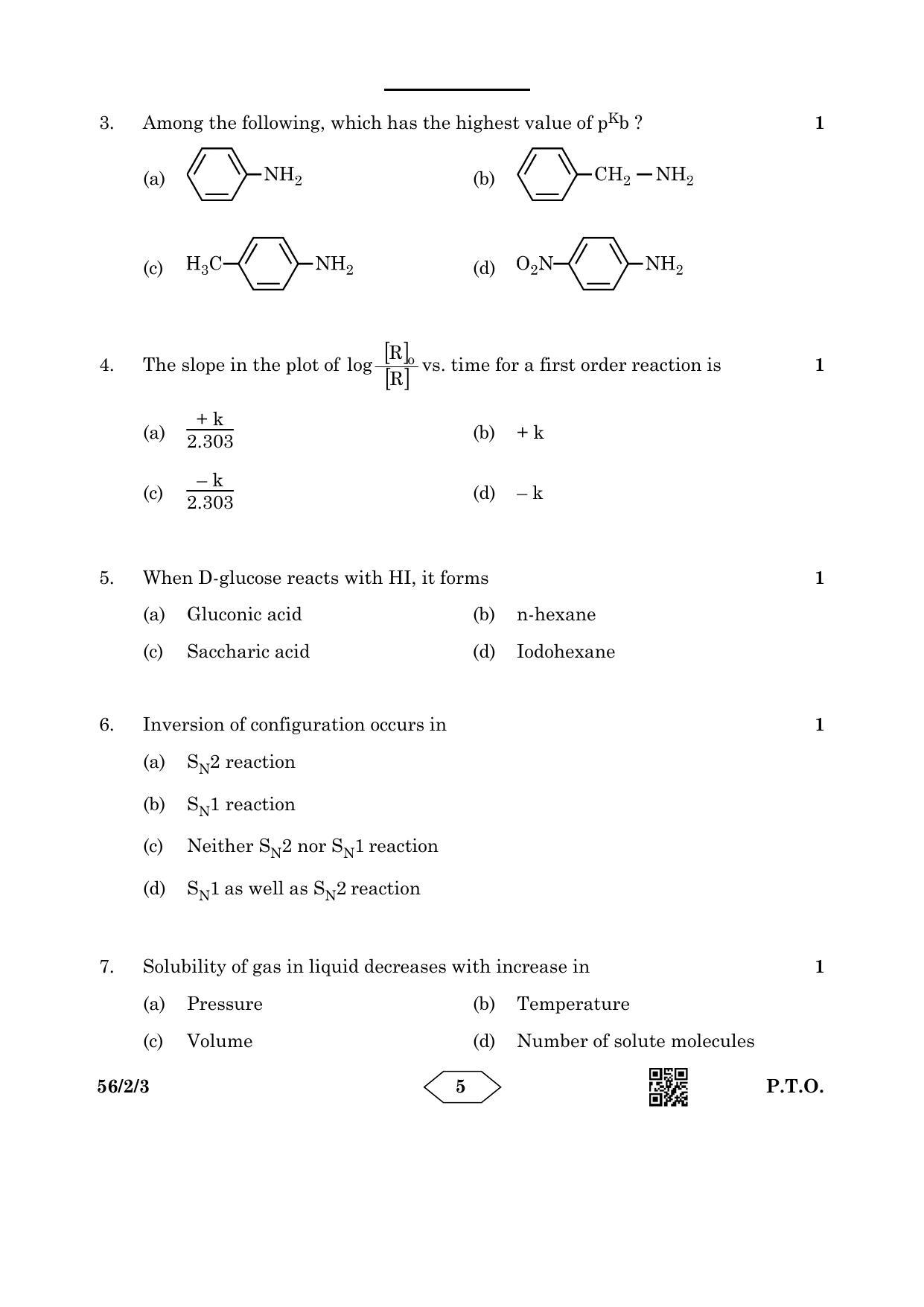 CBSE Class 12 56-2-3 Chemistry 2023 Question Paper - Page 5