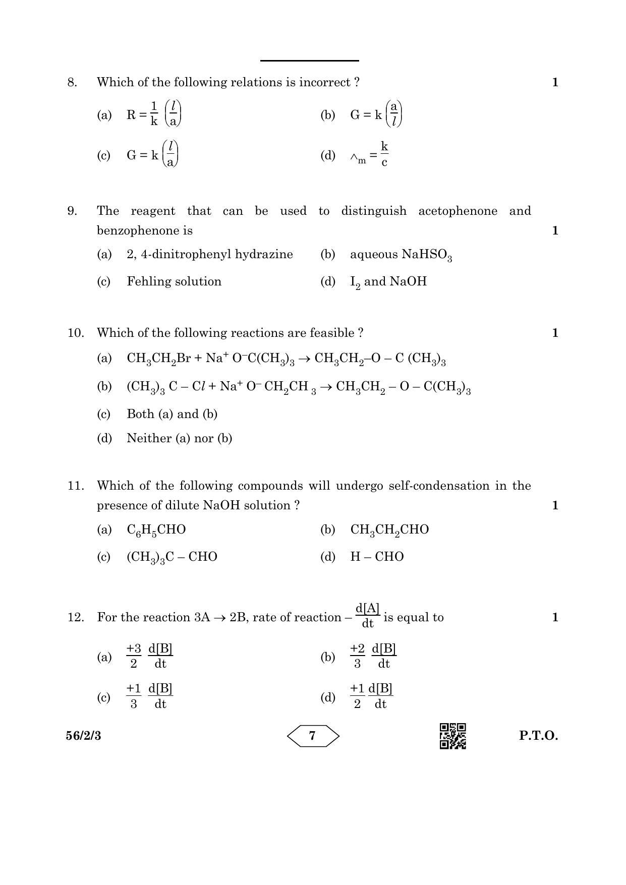 CBSE Class 12 56-2-3 Chemistry 2023 Question Paper - Page 7
