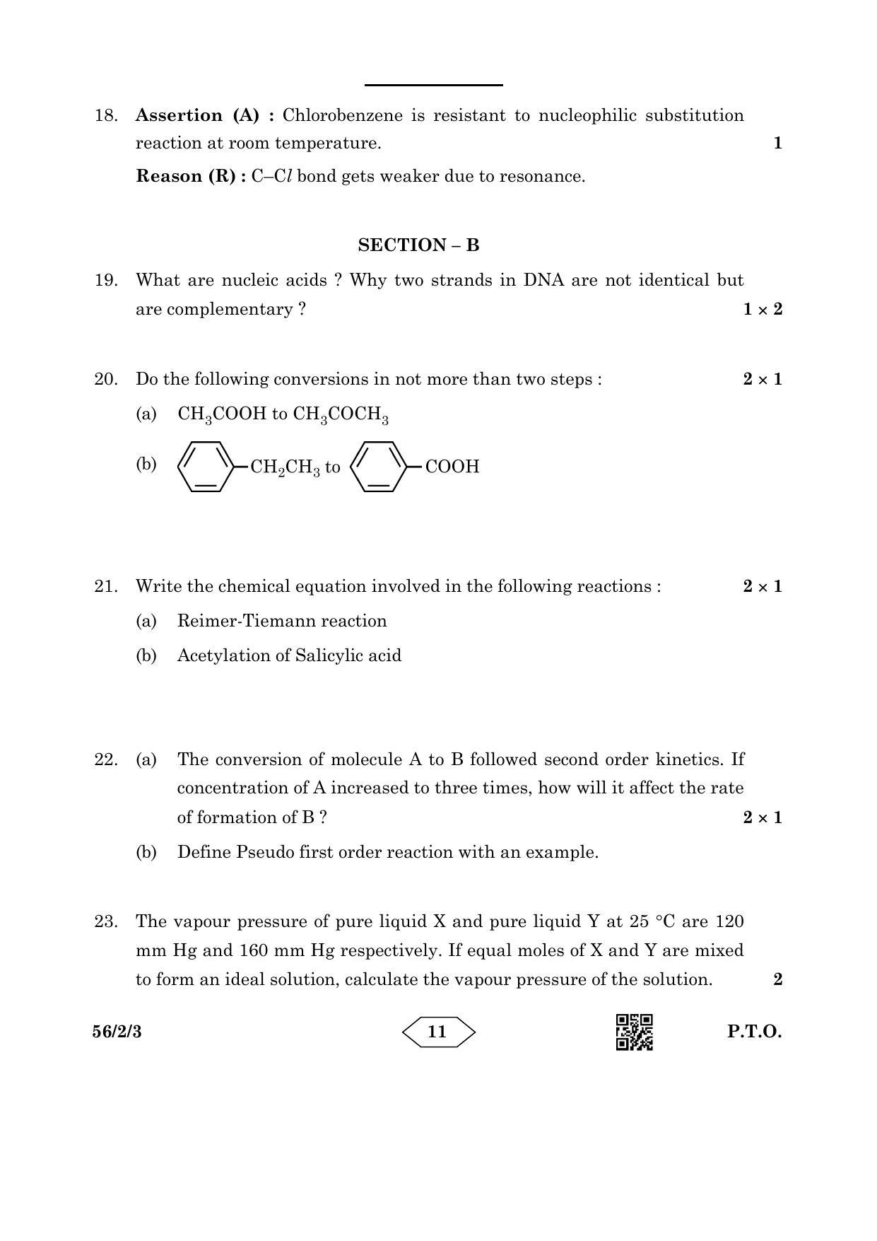 CBSE Class 12 56-2-3 Chemistry 2023 Question Paper - Page 11