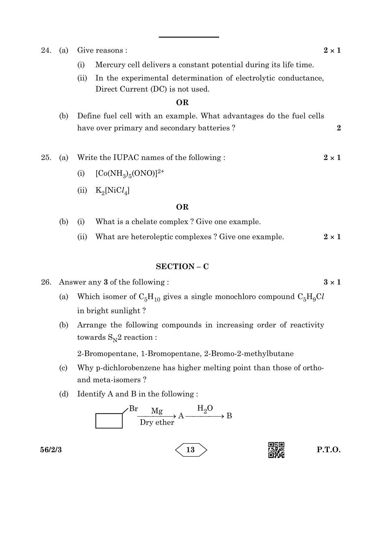 CBSE Class 12 56-2-3 Chemistry 2023 Question Paper - Page 13