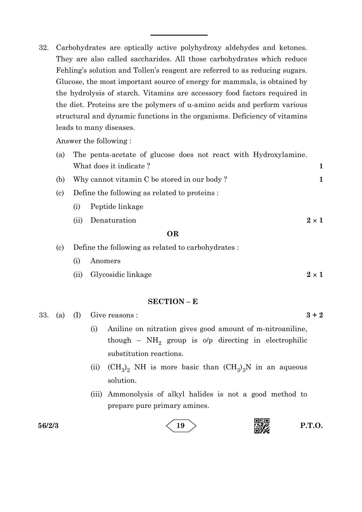 CBSE Class 12 56-2-3 Chemistry 2023 Question Paper - Page 19