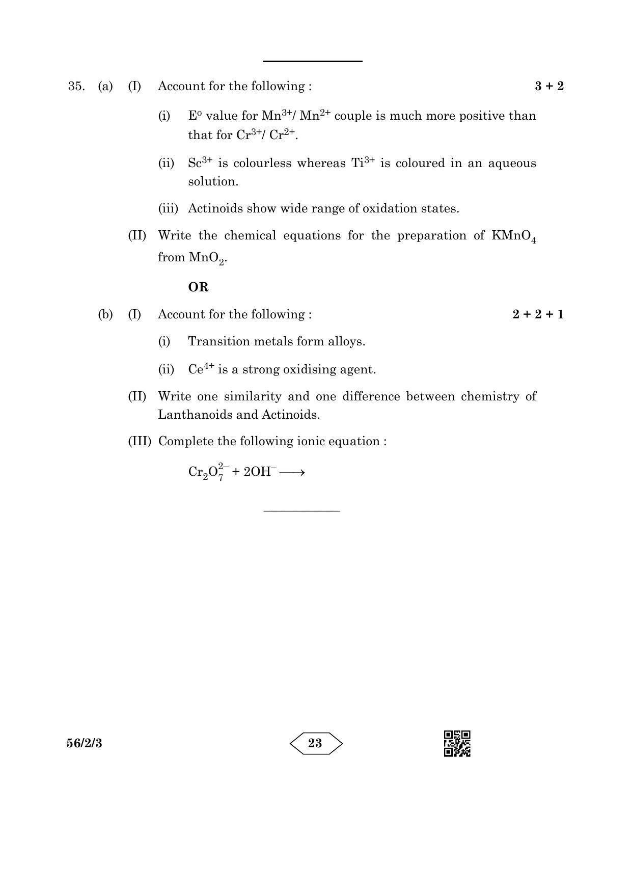 CBSE Class 12 56-2-3 Chemistry 2023 Question Paper - Page 23
