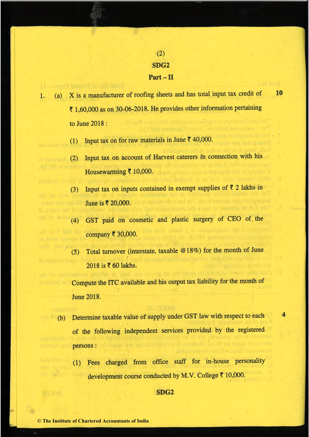 CA Final May 2019 Question Paper - Paper 8 – Indirect Tax Laws - Page 2