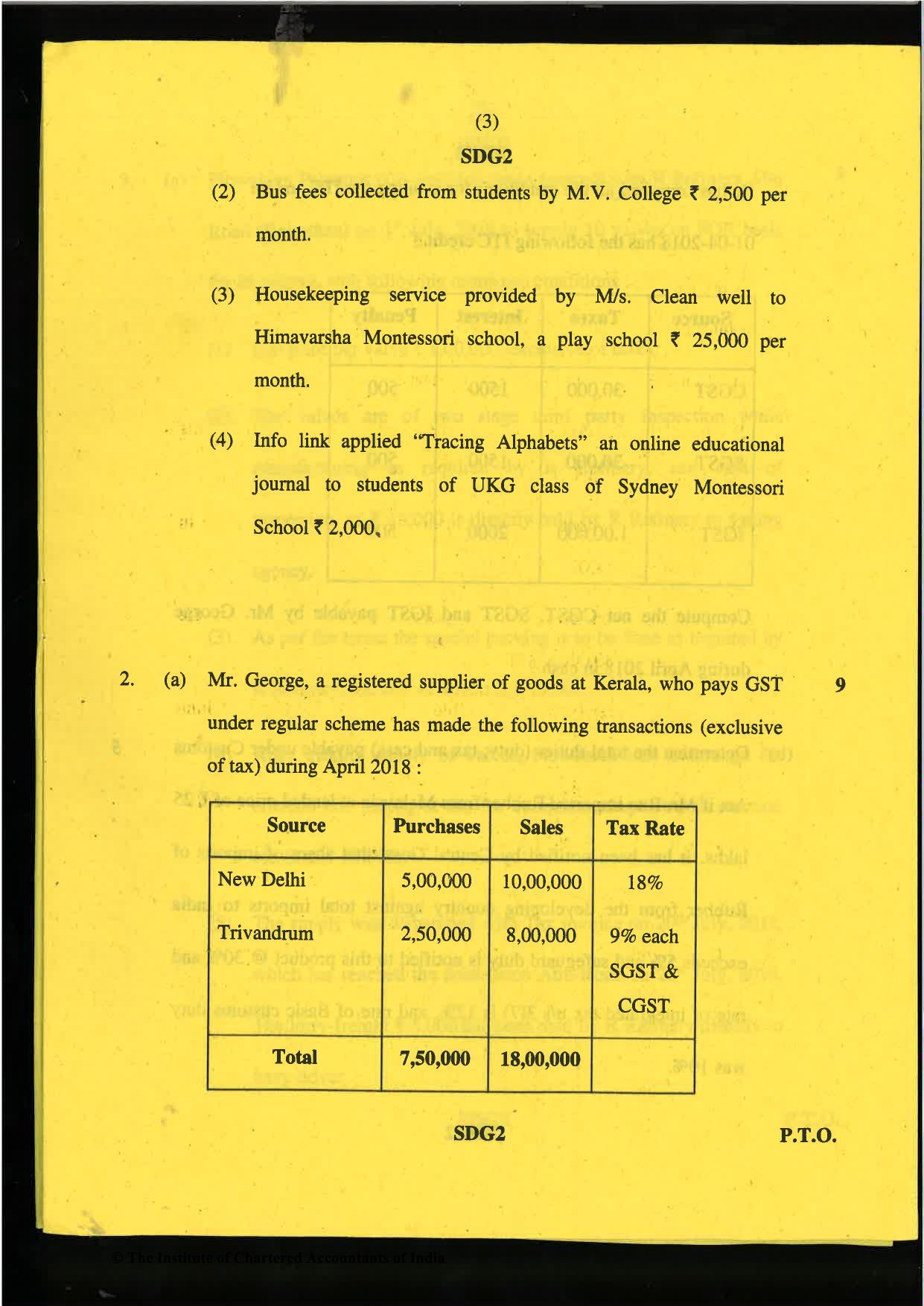 CA Final May 2019 Question Paper - Paper 8 – Indirect Tax Laws - Page 3