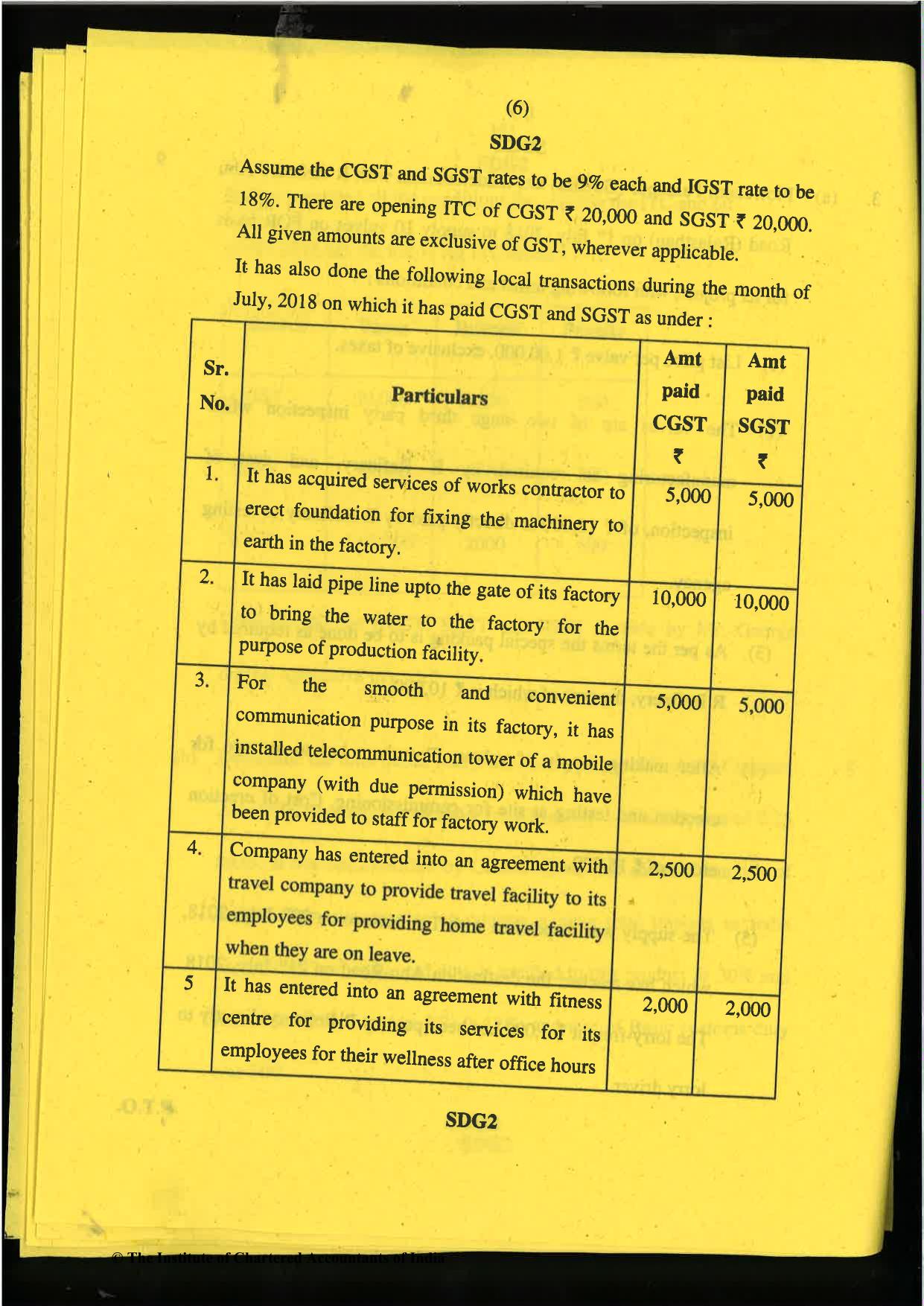 CA Final May 2019 Question Paper - Paper 8 – Indirect Tax Laws - Page 6