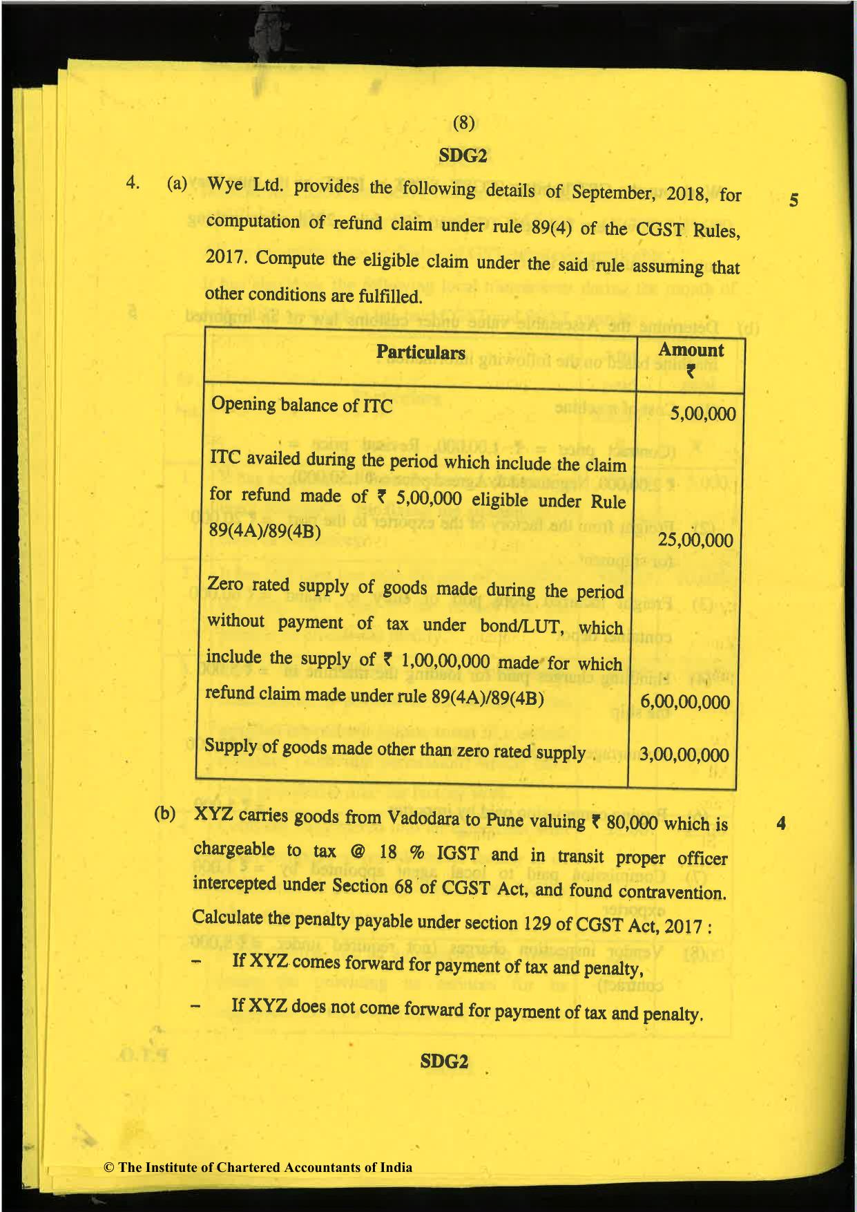 CA Final May 2019 Question Paper - Paper 8 – Indirect Tax Laws - Page 8