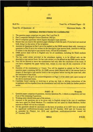 CA Final May 2019 Question Paper - Paper 8 – Indirect Tax Laws