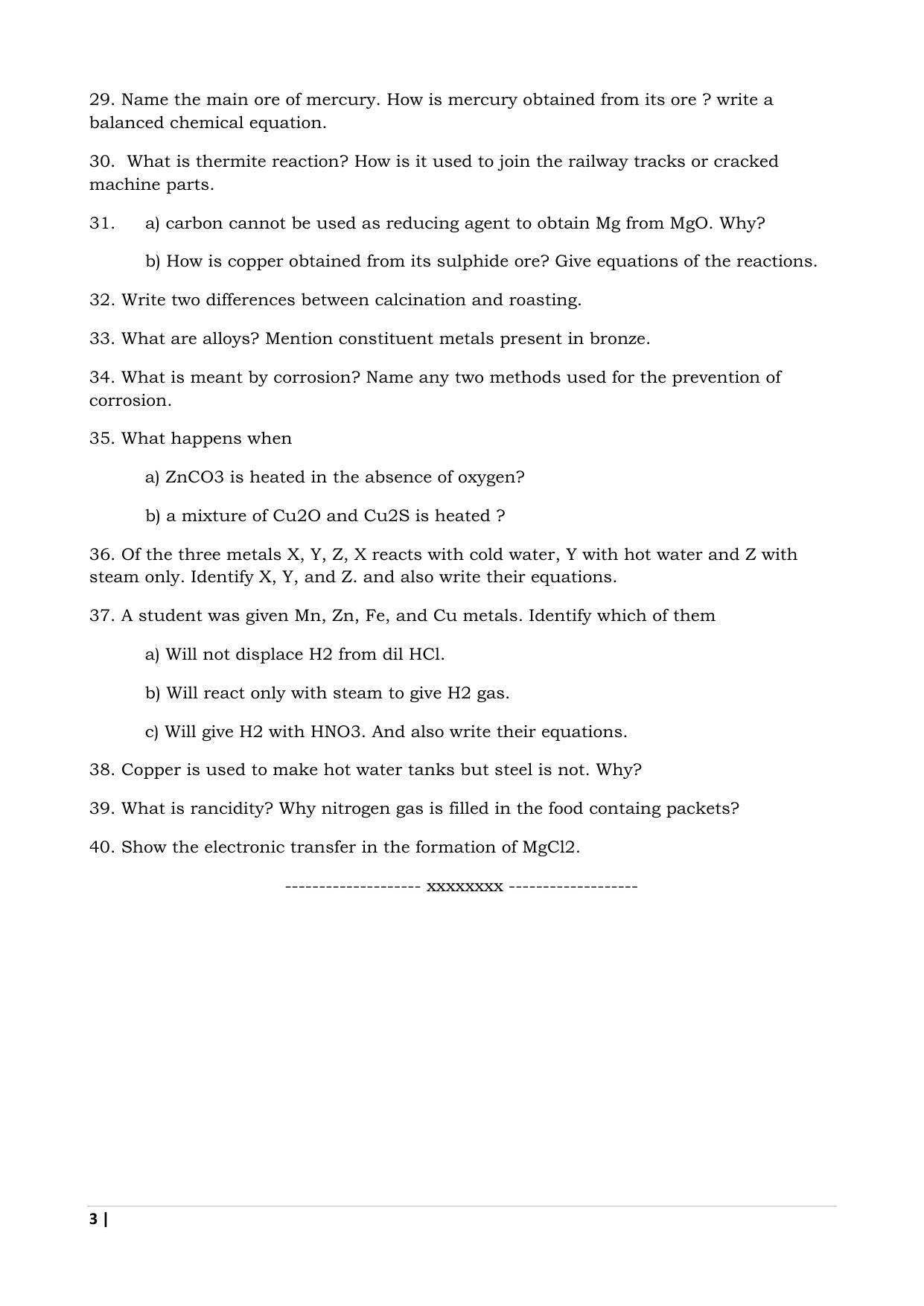 CBSE Worksheets for Class 10 Chemistry SA1 Assignment 1 - Page 3