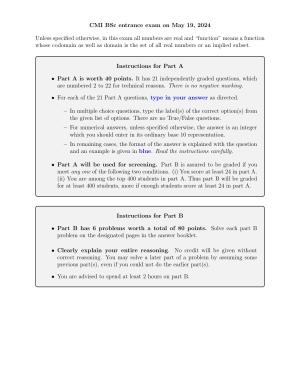 CMI B.Sc (Hons.) Mathematics and Computer Science Question Paper with Solution 2024