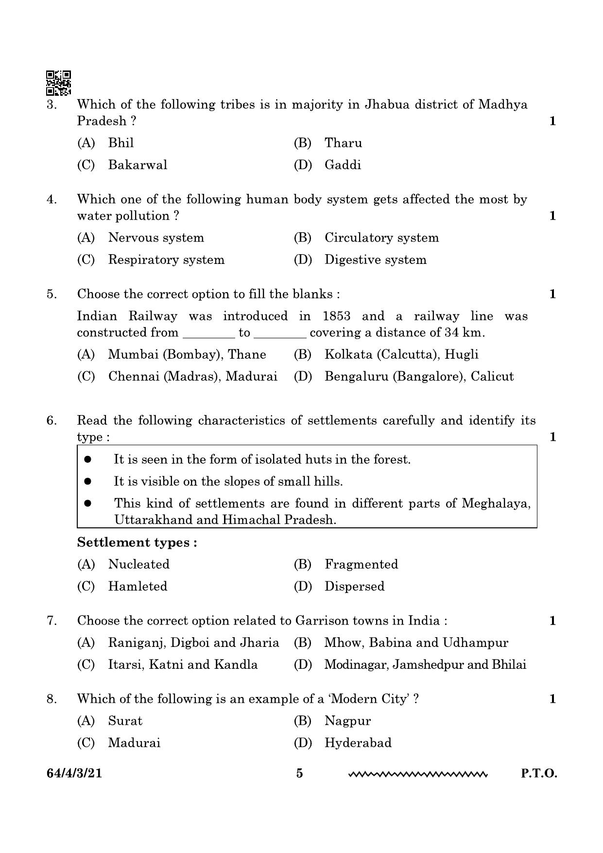 CBSE Class 12 64-4-3 Geography 2024 Question Paper - Page 5