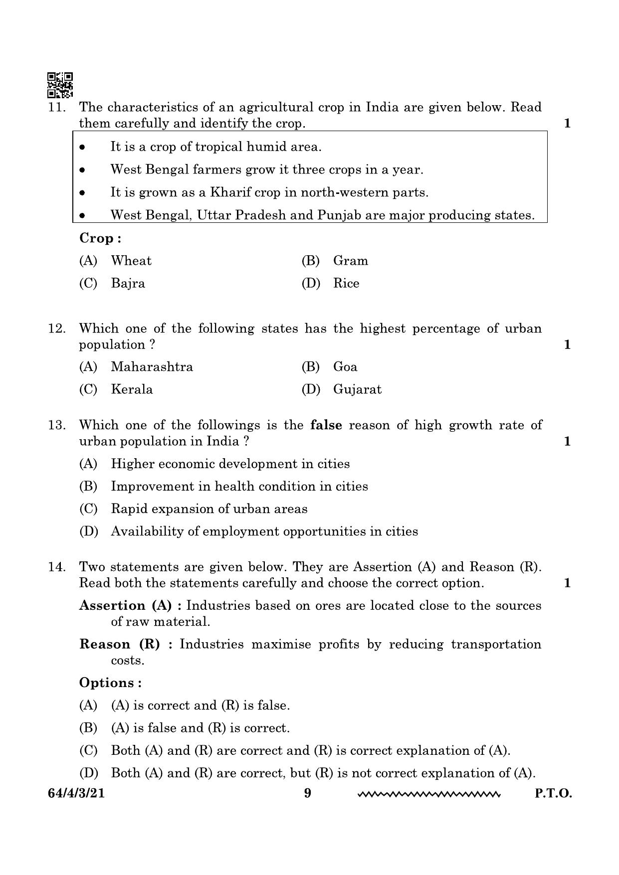 CBSE Class 12 64-4-3 Geography 2024 Question Paper - Page 9