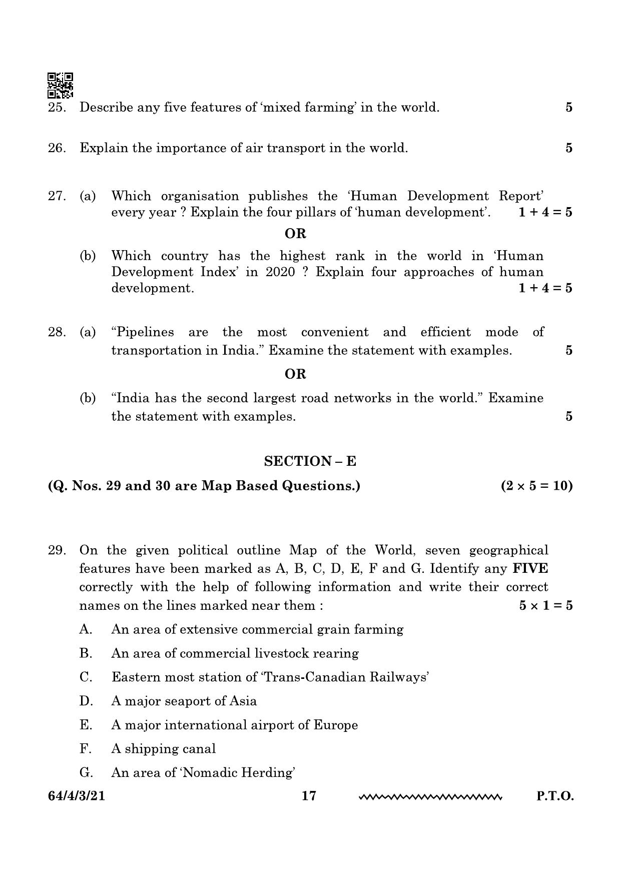 CBSE Class 12 64-4-3 Geography 2024 Question Paper - Page 17